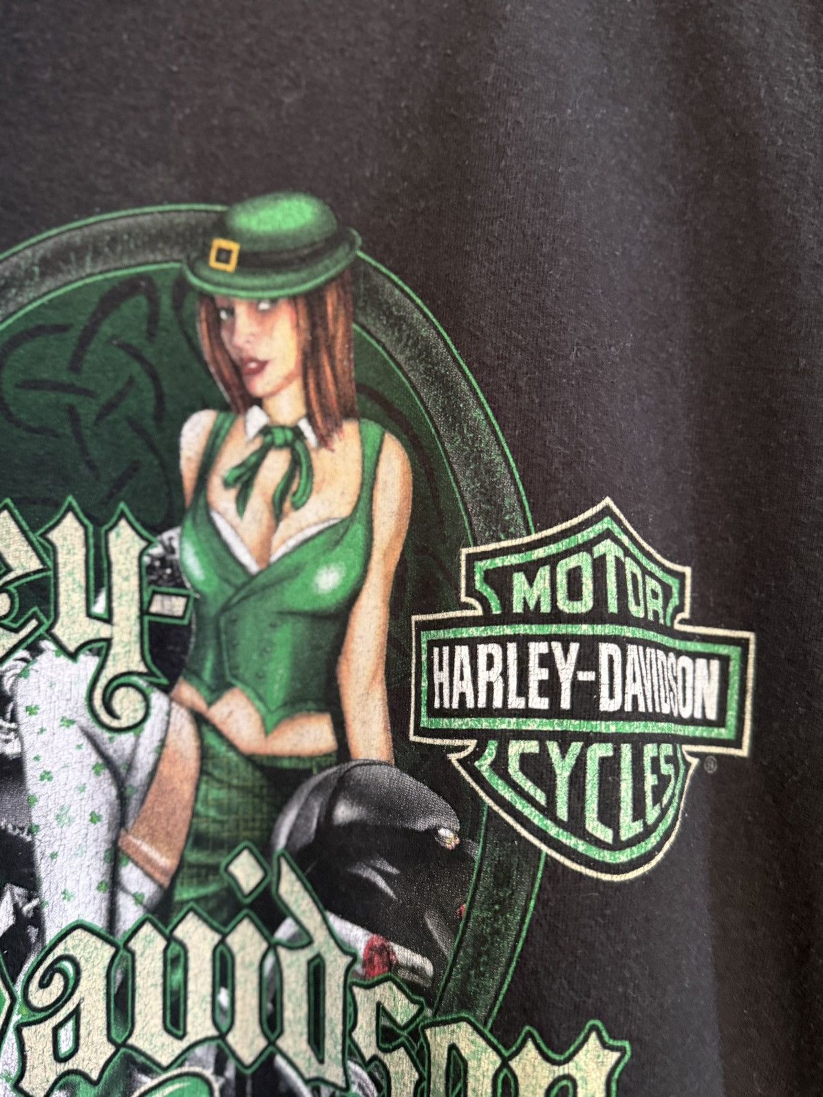 Harley Davidson Vintage Harley Davidson Get On Get Lucky Nekad Girl Faded T Size US L / EU 52-54 / 3 - 4 Thumbnail