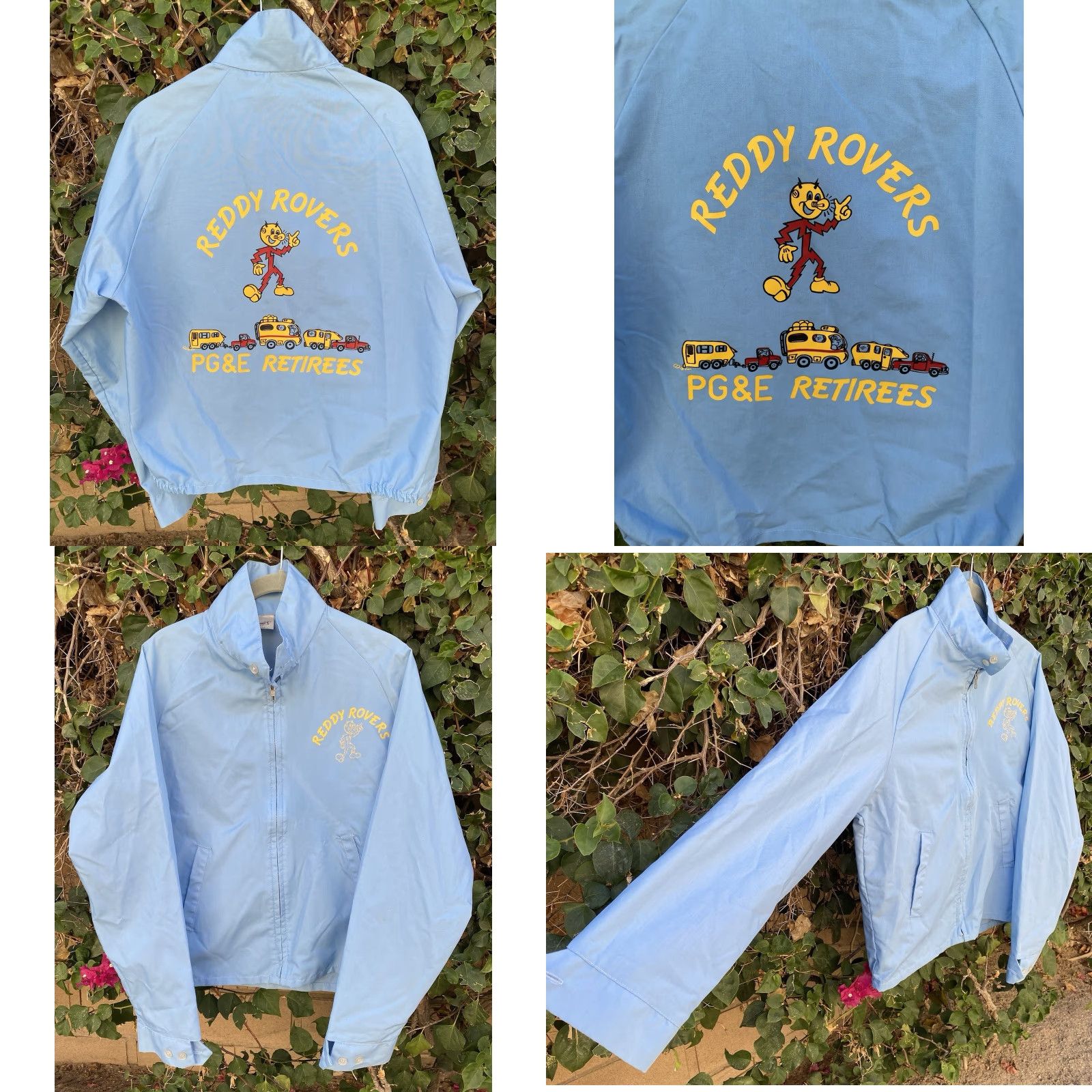 Vintage VINTAGE Auburn PGE Retirees Jacket Men M Blue Cotton Blend Windbreaker 65% polyester 35% cotton Reddy Kilowatt Reddy Rovers Size M Medium Size US M / EU 48-50 / 2 - 9 Thumbnail