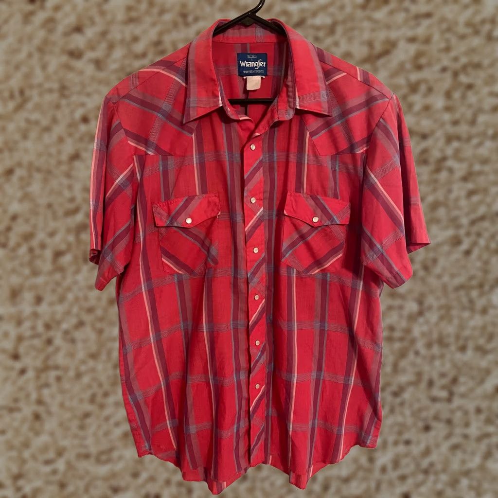 Wrangler Wrangler Western Pearl Snap Button Up Red Plaid Cowboy Shirt Men's L Size US L / EU 52-54 / 3 - 1 Thumbnail