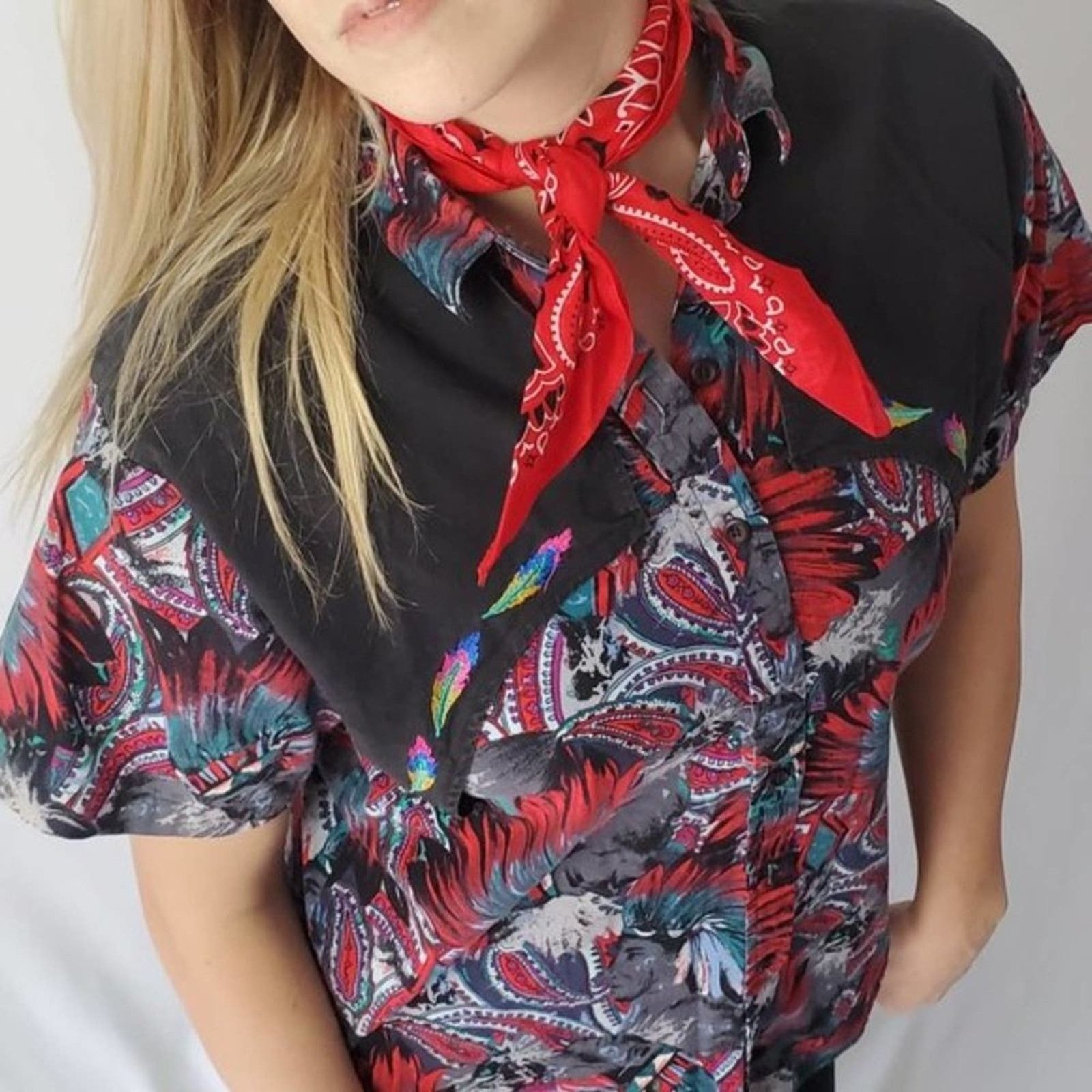 Vintage Vintage 90s Western Tribal Flyback Button Down Shirt - M Size M / US 6-8 / IT 42-44 - 7 Thumbnail