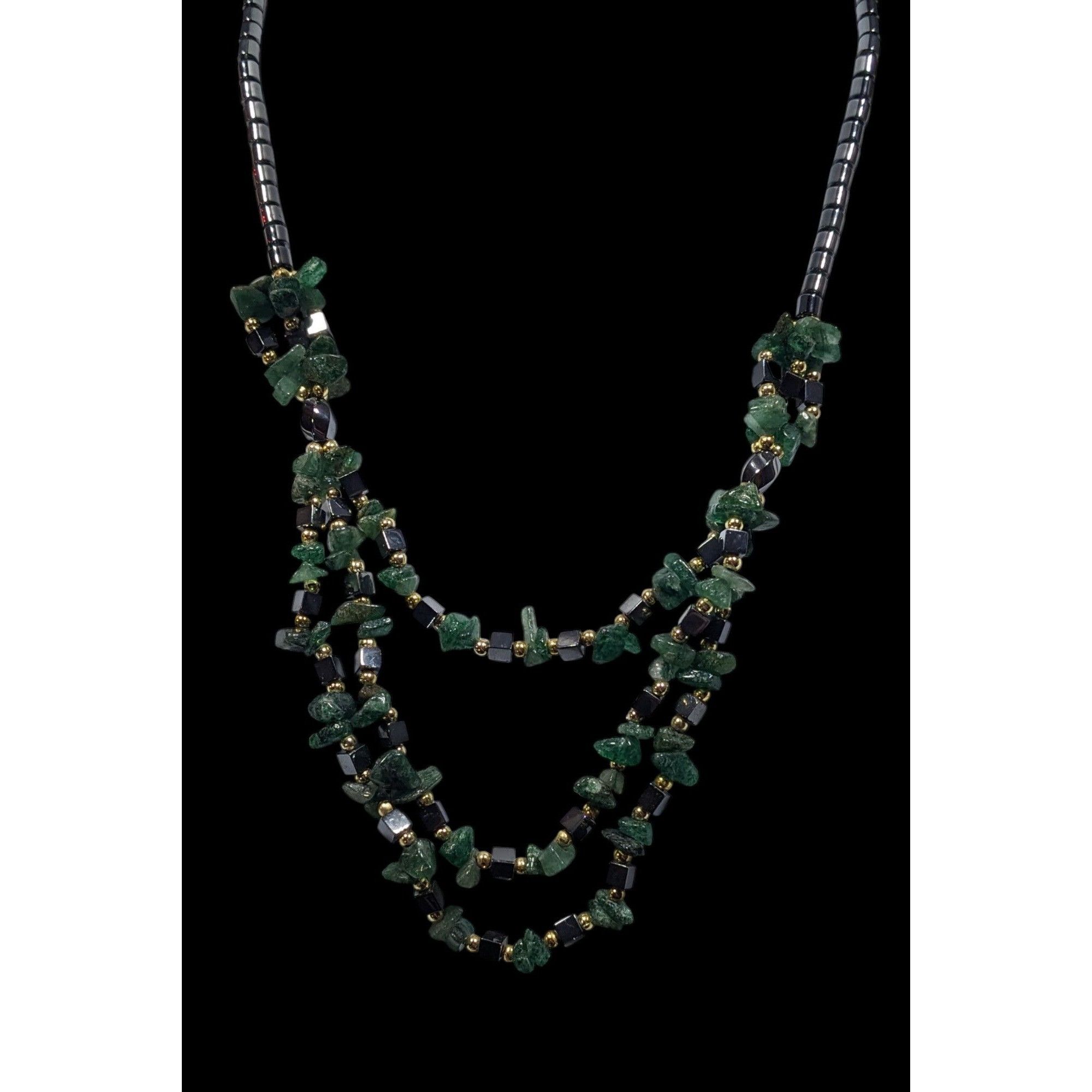 Other Hematite Green Agate Layered Beaded Stone Necklace Size ONE SIZE - 2 Thumbnail