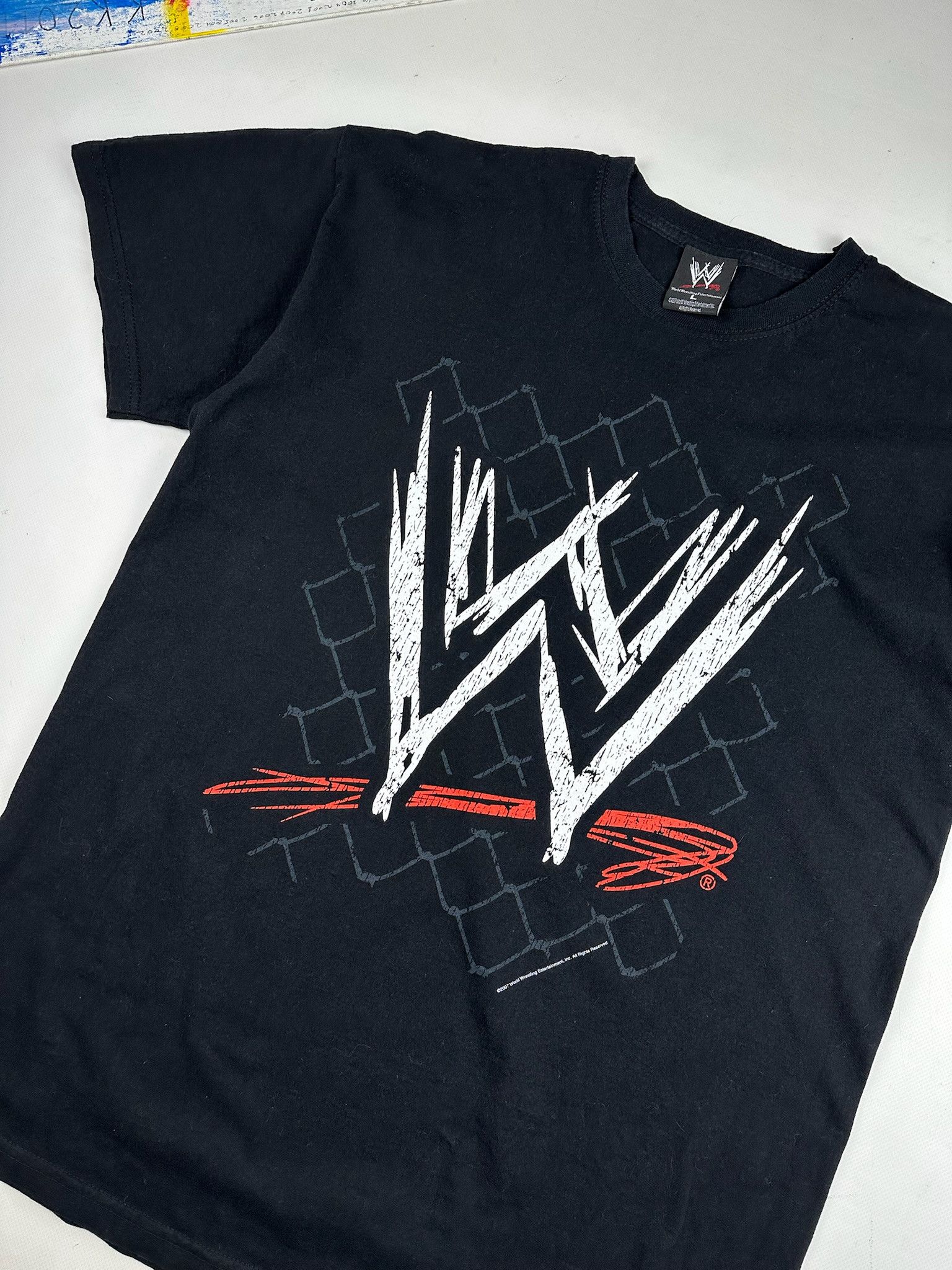 Vintage Vintage 2007 WWE Wrestling Logo Black Large T-Shirt Size US L / EU 52-54 / 3 - 3 Thumbnail