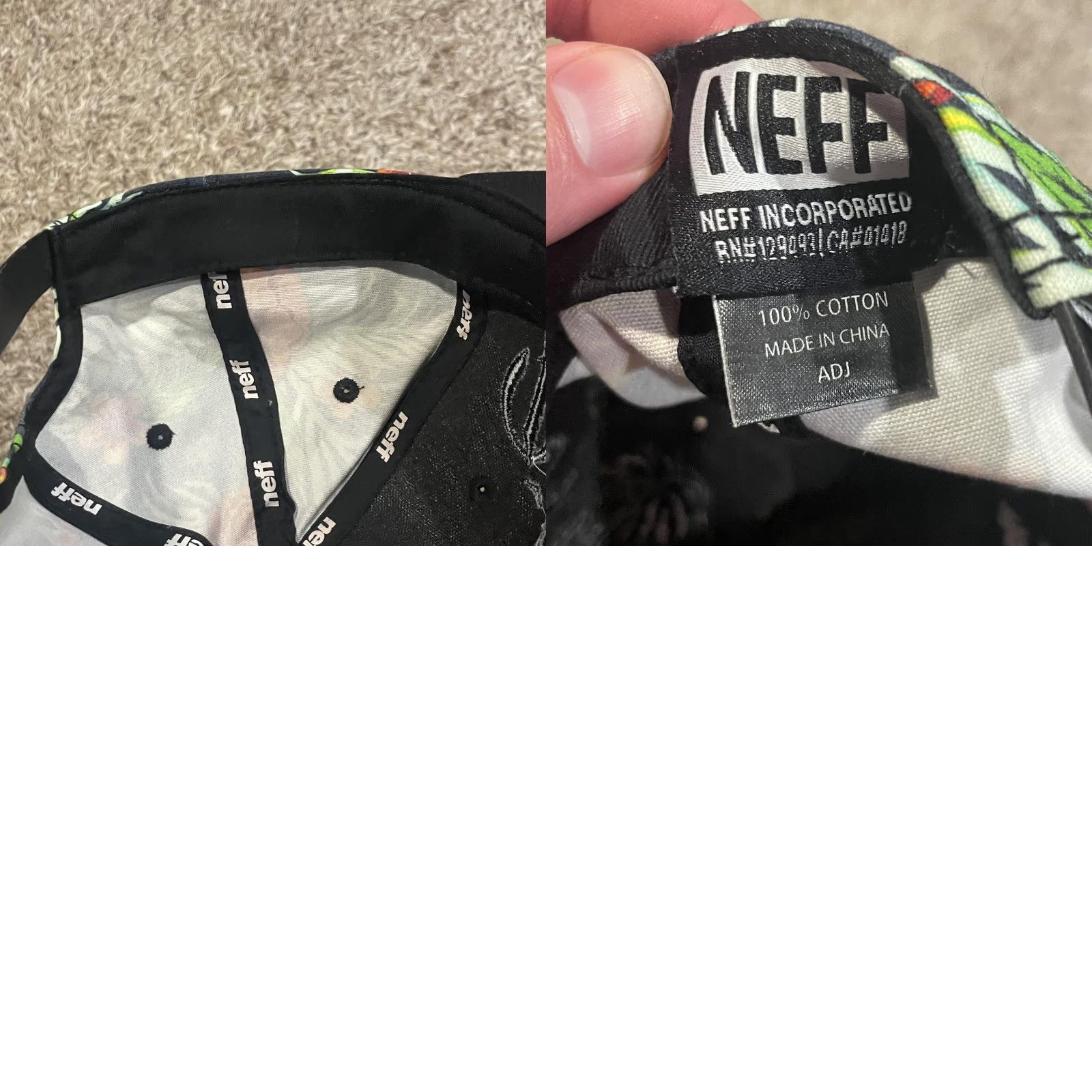 Paradise Neff Paradise Hat Flat Bill Snapback Black Floral Hawaiian Tropical Skate Men One Size Adjustable Cotton Floral Pattern Beach 90s? Size ONE SIZE - 9 Thumbnail