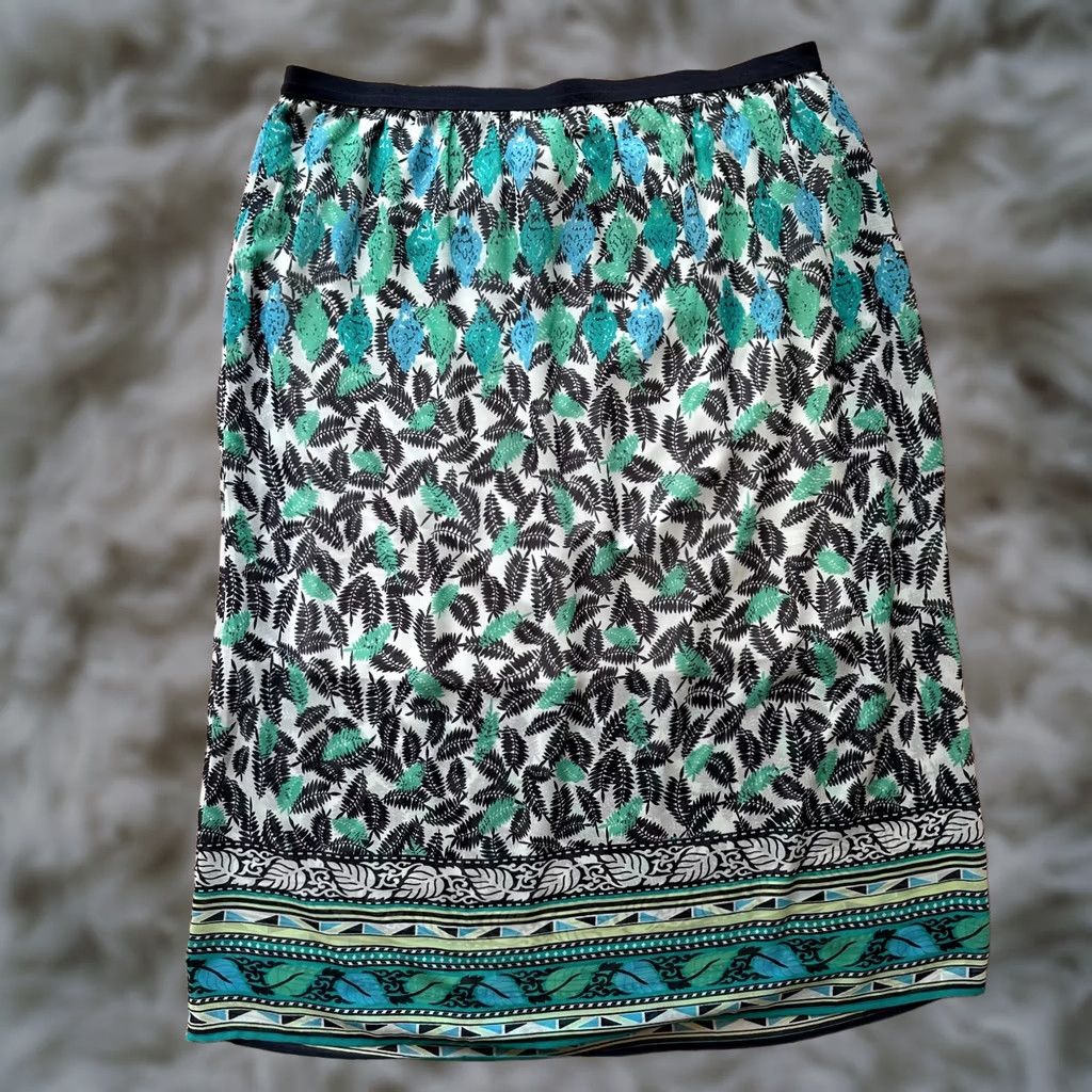 J. Jill J Jill Skirt Womens Large Pull On Polyester Floral Blue Everyday Size 36" / US 14 / IT 50 - 1 Thumbnail