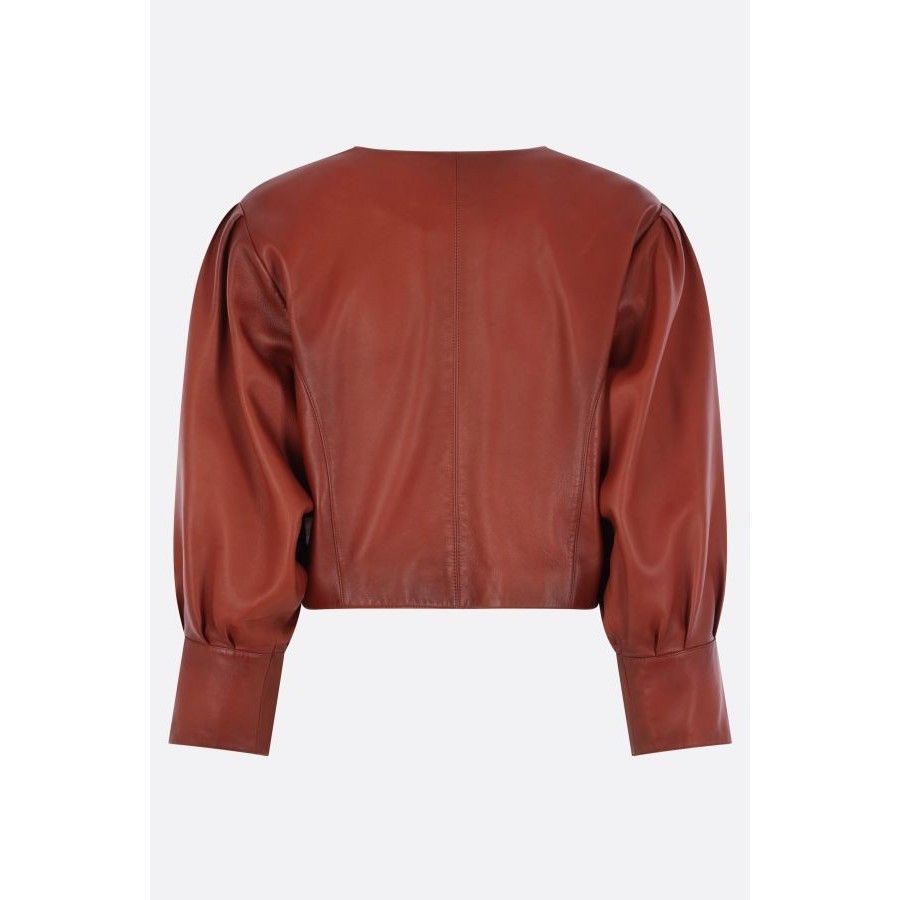 Chloe CHLOÉ Burnt Brown Cropped Leather Jacket New & Authentic (Wo Size M / US 6-8 / IT 42-44 - 2 Thumbnail