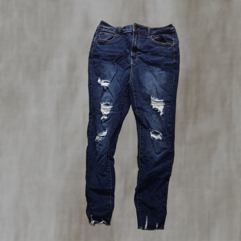 Denime Wax Jean Jeans Adult 11 / 30 Distressed Denim Blue Women's USA Size 32" / US 10 / IT 46 - 1 Thumbnail