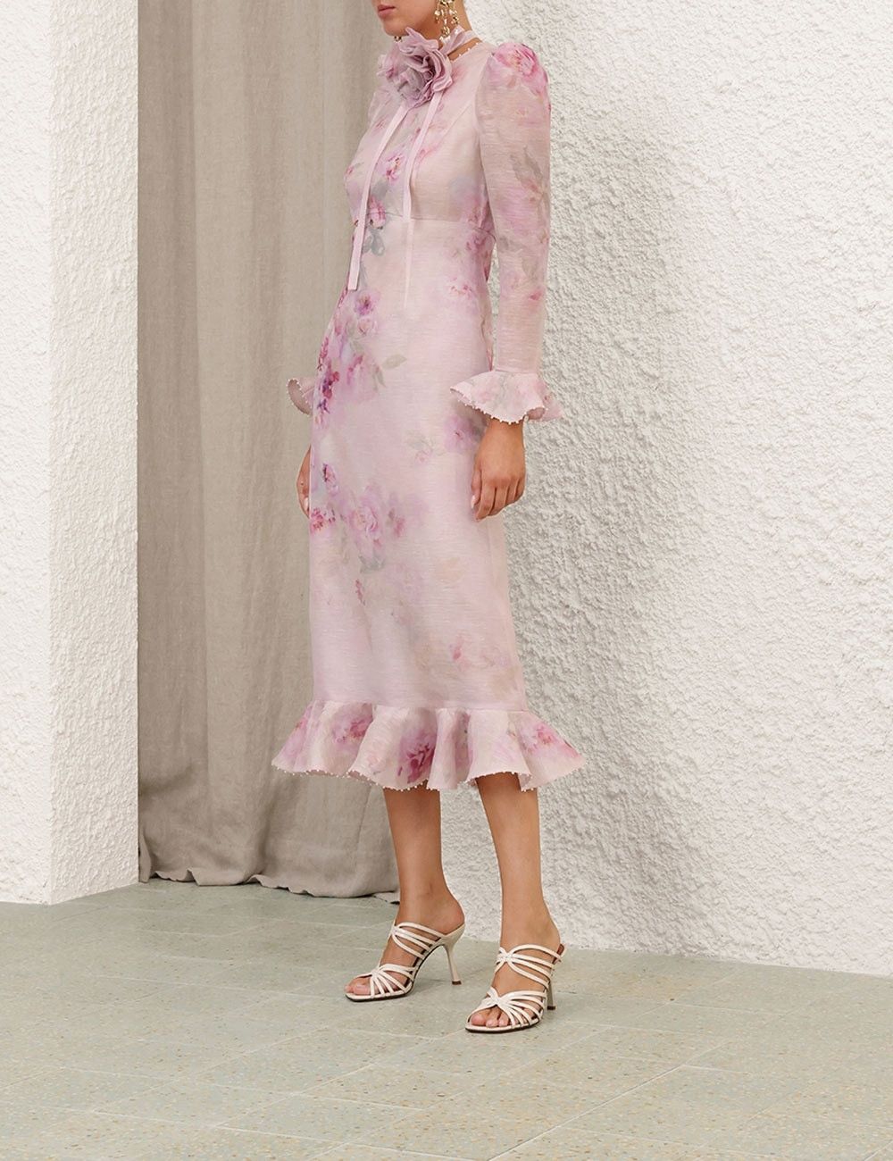 Zimmermann oc11z1025 Crush Flower Midi Dress in Multicolor Size XS / US 0-2 / IT 36-38 - 3 Thumbnail