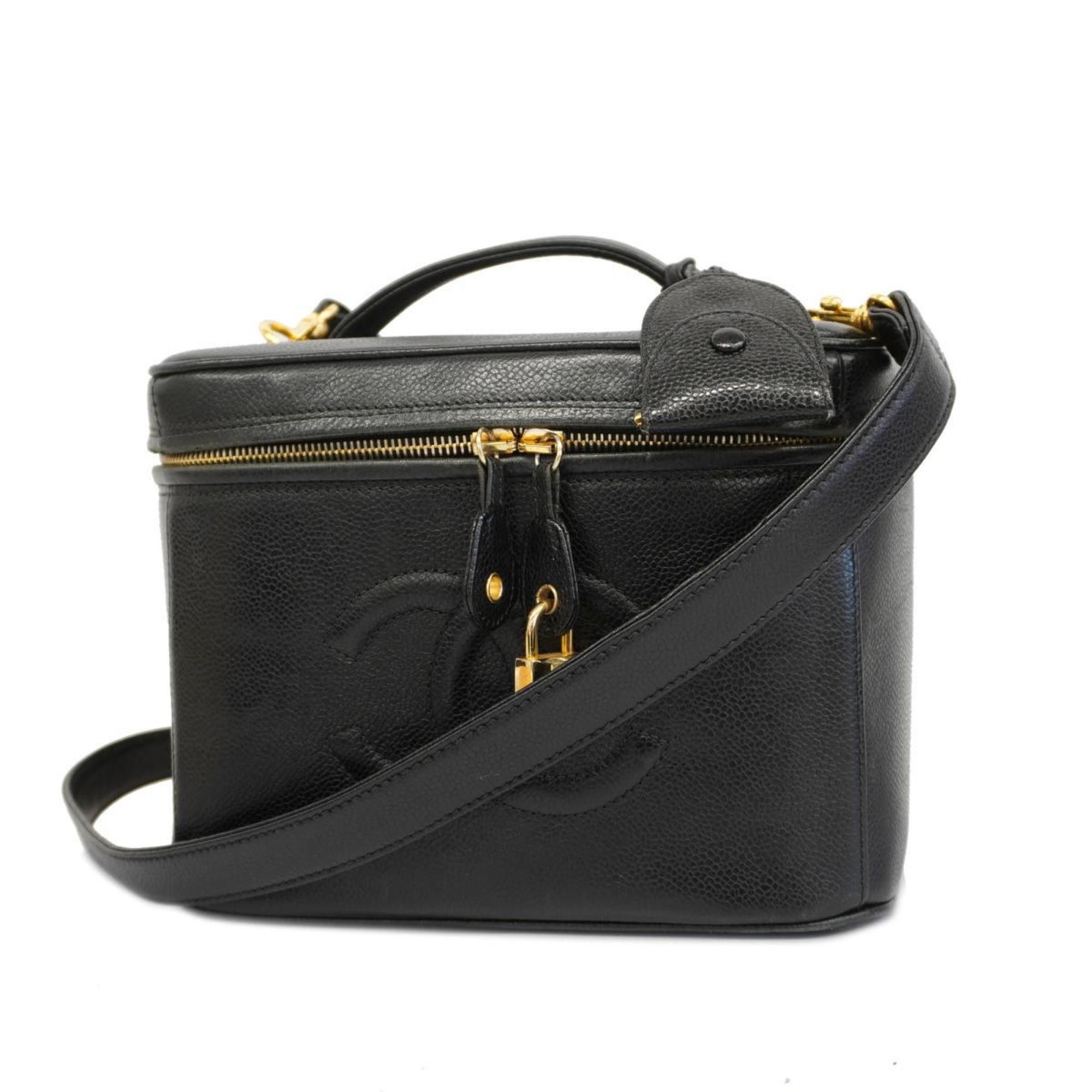 image of Chanel Vanity Bag Caviar Skin Black Ladies, Women's