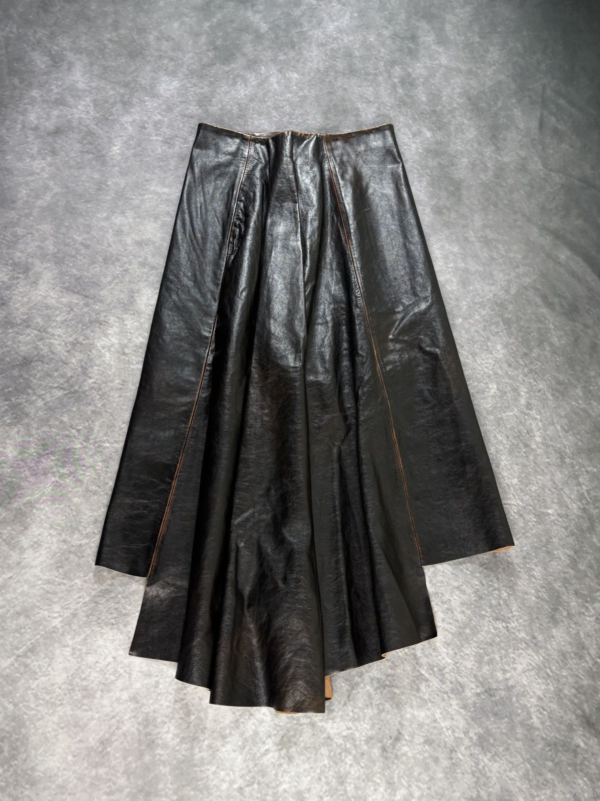 Prada F/W 2013 Prada Leather Skirt Runway Asymmetrical Maxi Long Size 27" / US 4 / IT 40 - 23 Thumbnail