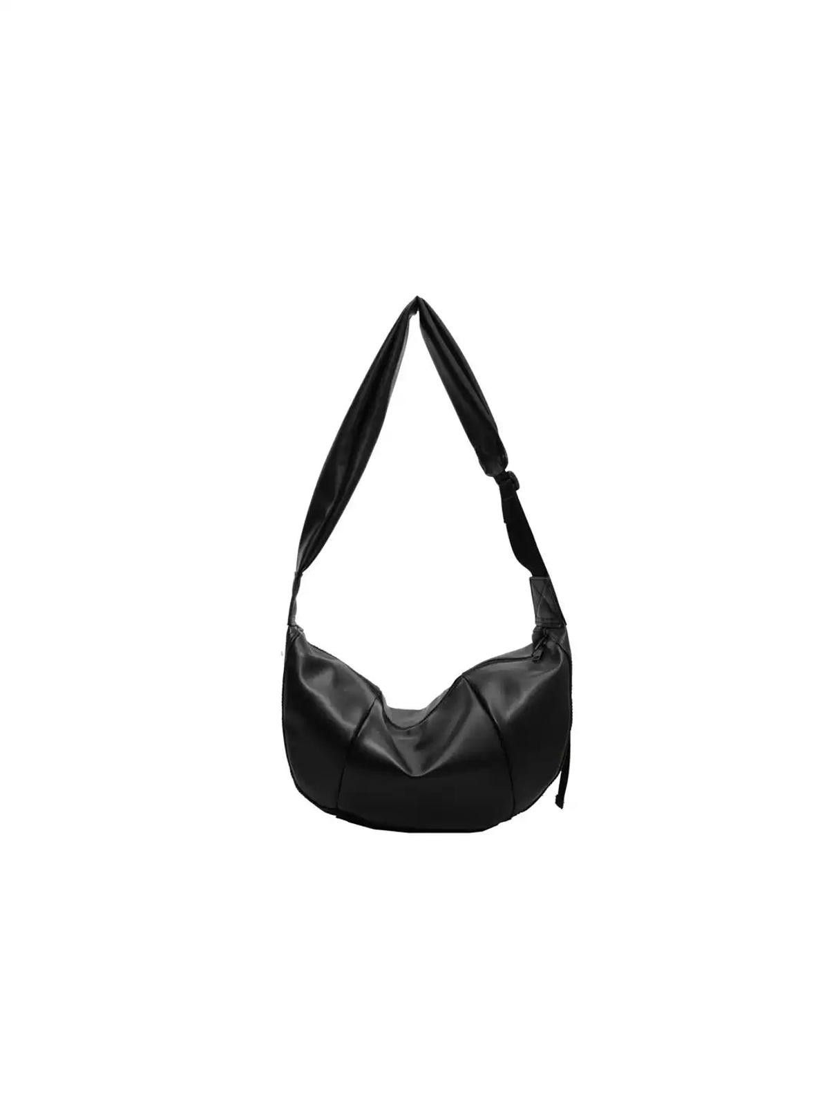 Leather Capacity Dumpling Horn Shoulder Bag | Unisex Street Carry Size ONE SIZE - 5 Thumbnail