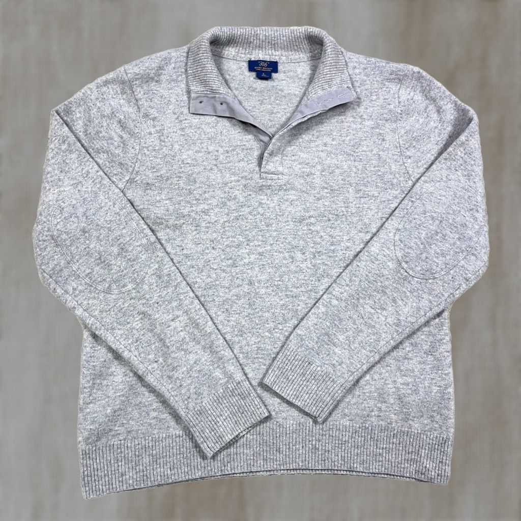 Brooks Brothers Brooks Brothers Sweater Men Large Gray Lambe Wool Henley Elbow Pads Grandpa Size US L / EU 52-54 / 3 - 1 Thumbnail