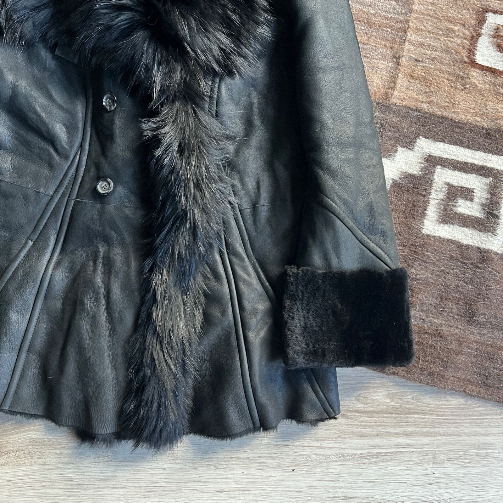 Leather Marc Cain Leather Shearling Fur Collar Coat 9777AC Size M / US 6-8 / IT 42-44 - 9 Thumbnail