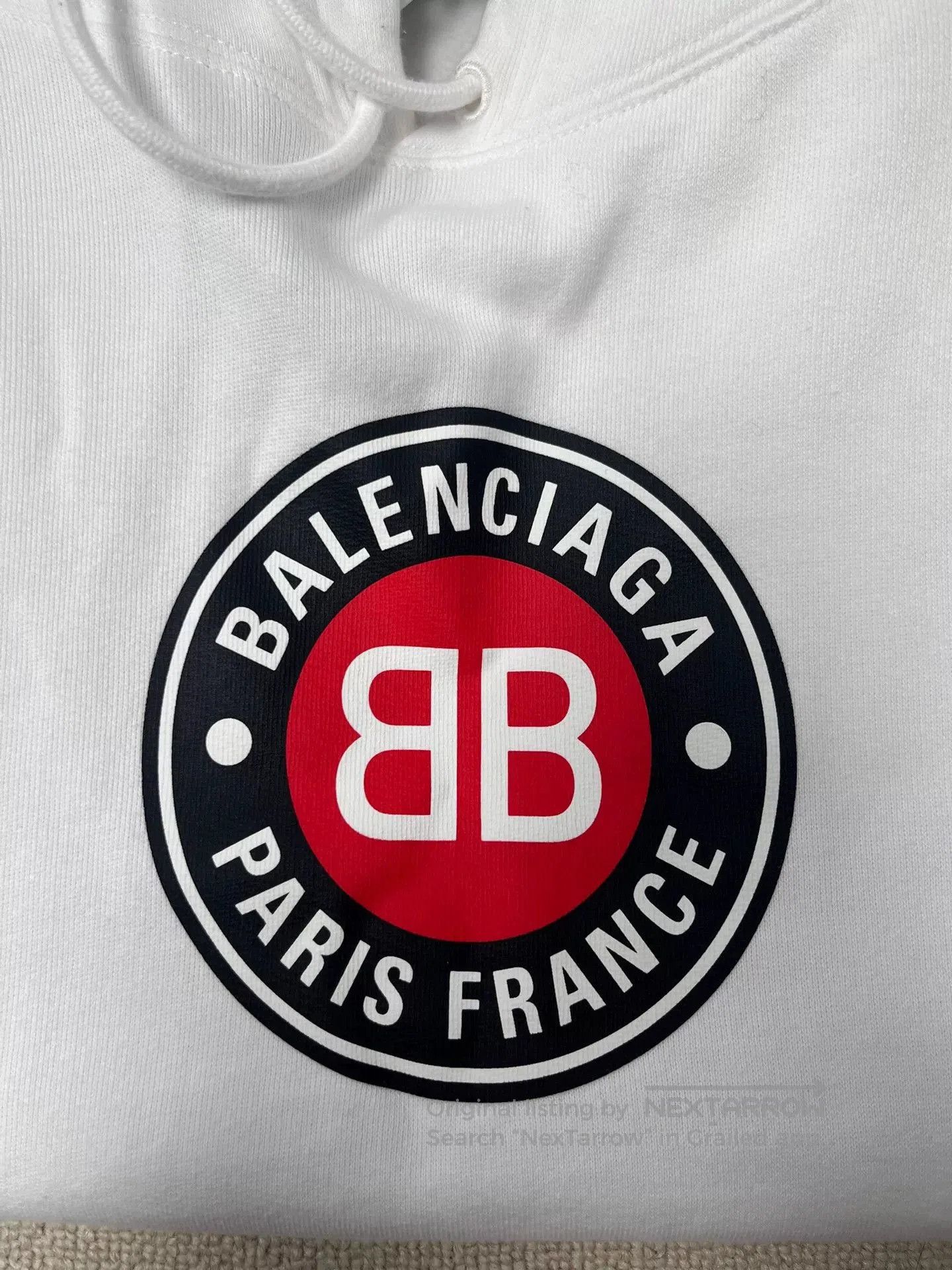 Balenciaga Balenciaga Logo Print White Hoodie for Women. Size L / US 10 / IT 46 - 3 Thumbnail