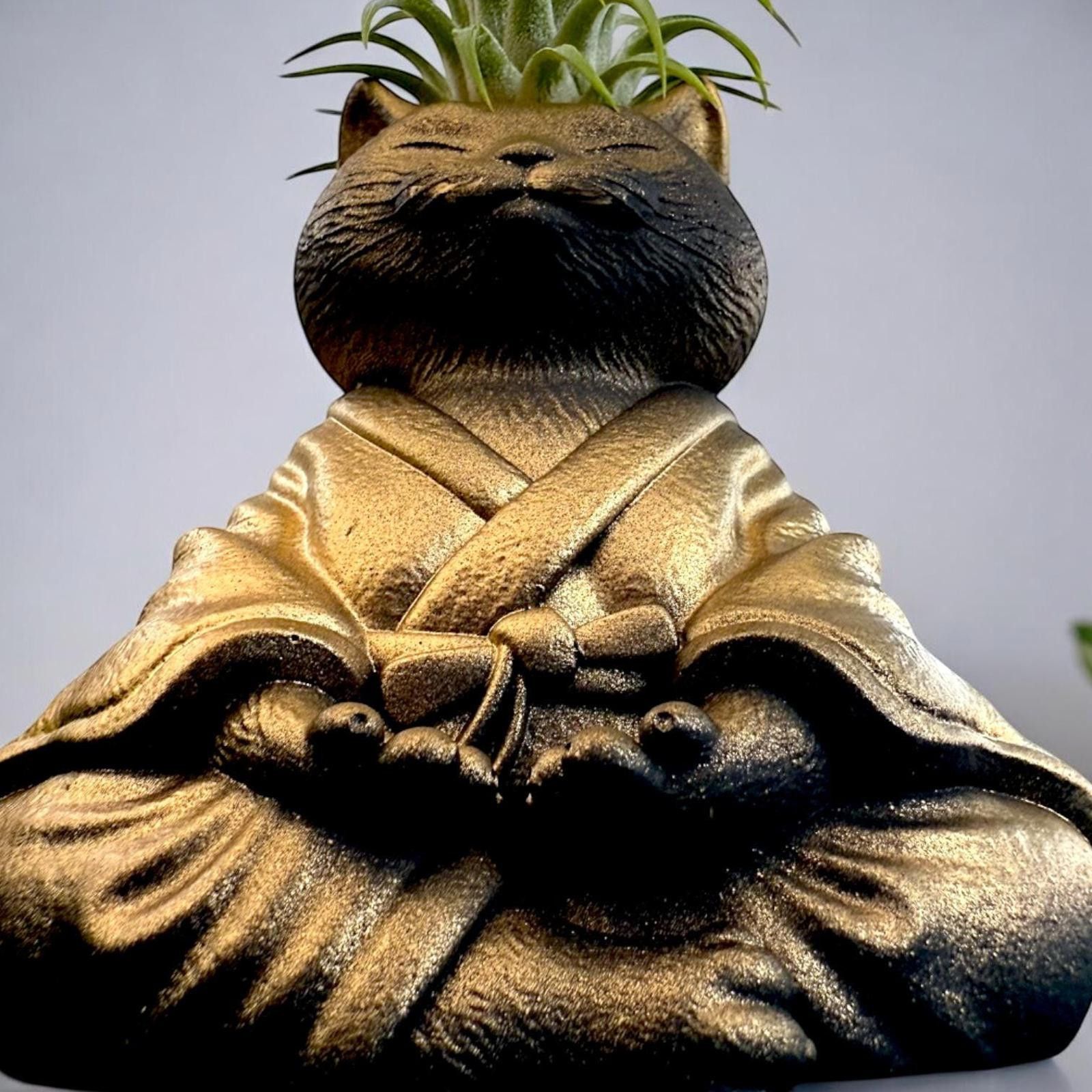 Other Lucky Cat Tillandsia Planter Pot, Golden Zen Decor Air Plant Size ONE SIZE - 5 Thumbnail