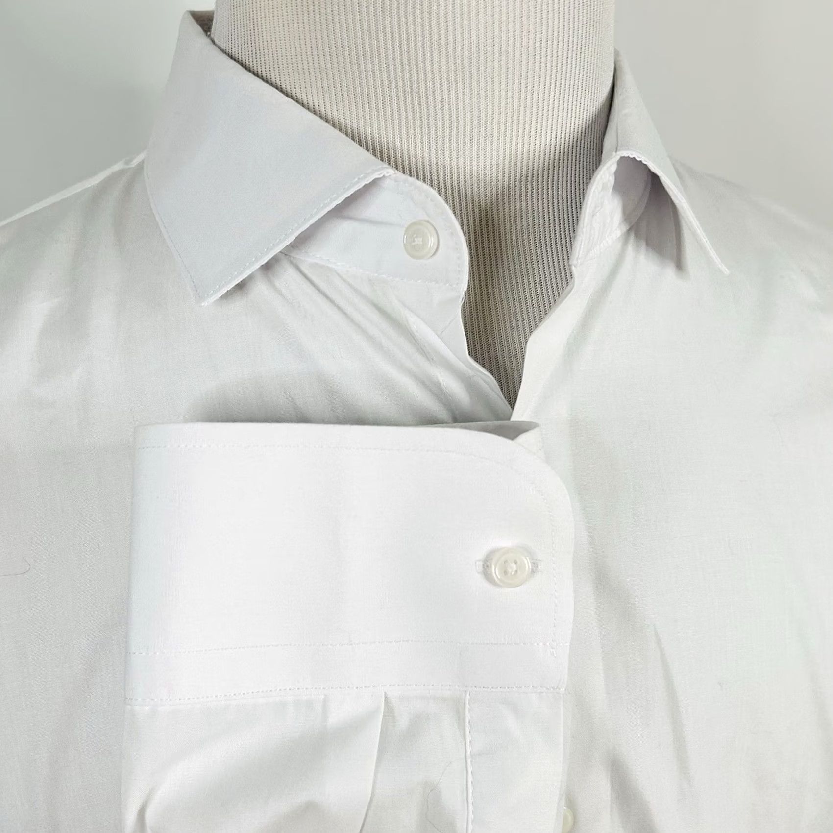 Vintage JB Britches Dress Shirt 17.5 34/35 White Cotton Blend Formal Button Front Shirt Mens Regular Long Sleeve Size 48R - 4 Thumbnail