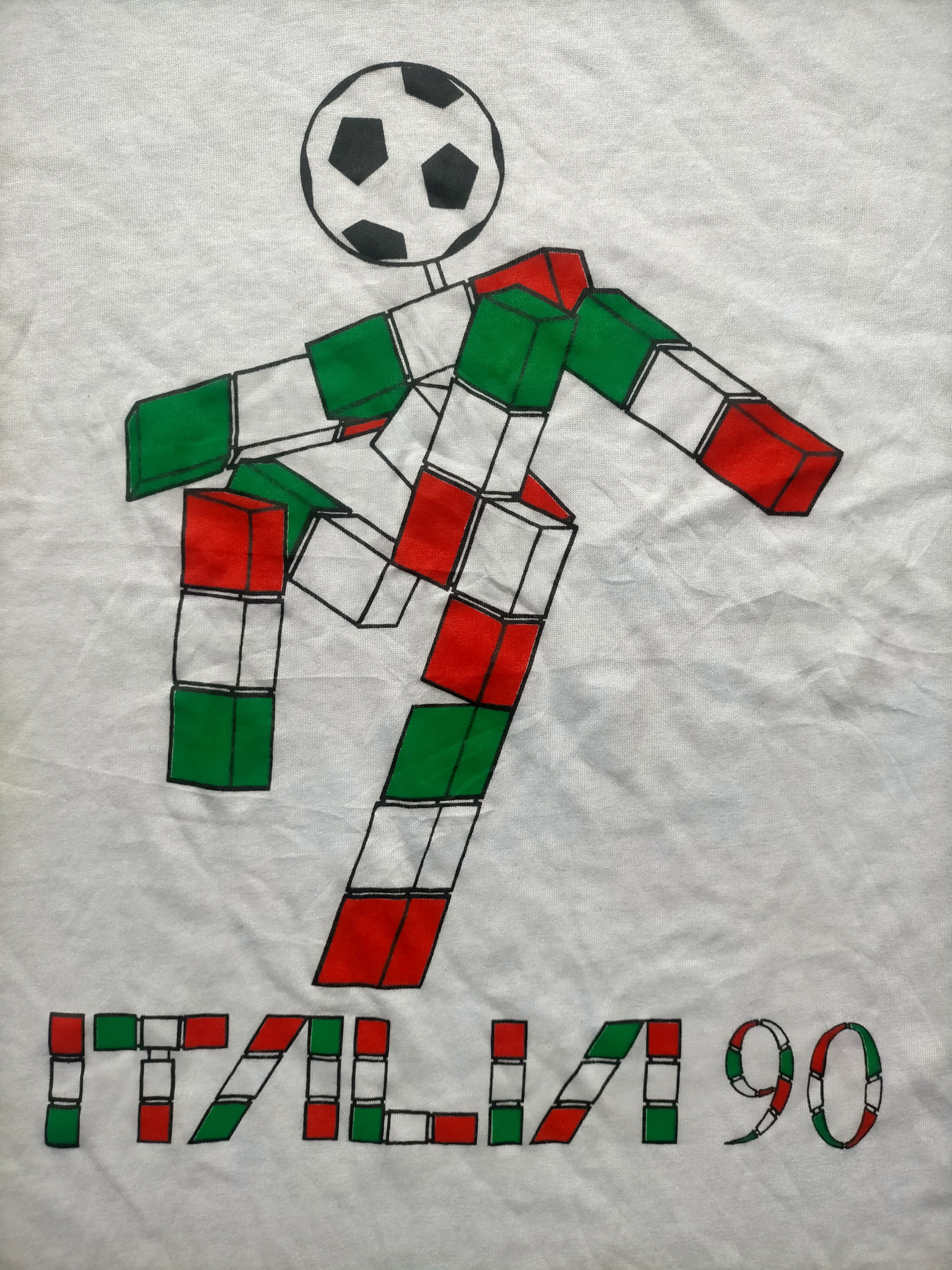 Vintage Vintage 80s Football Italia 90 white tee Size US XL / EU 56 / 4 - 7 Thumbnail