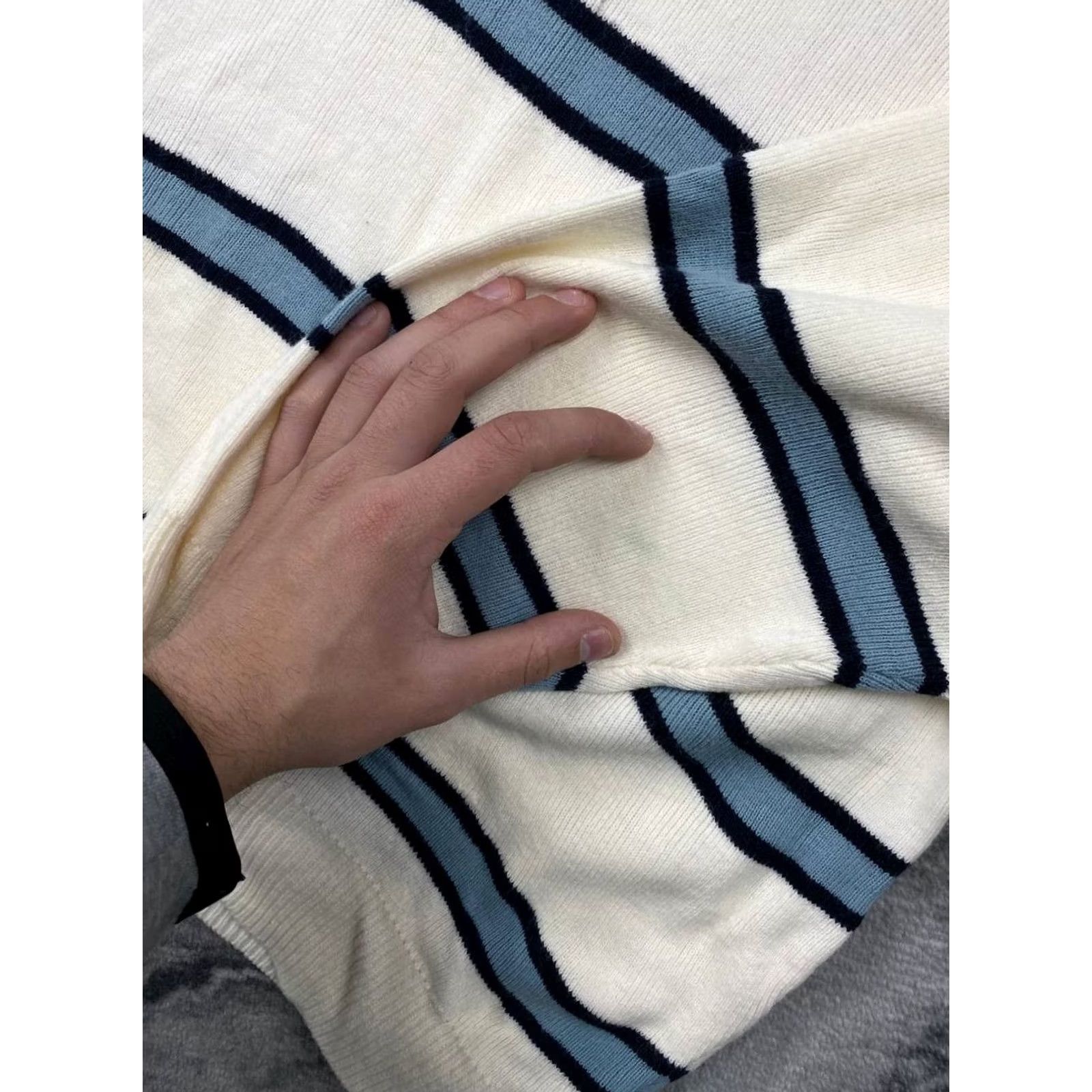 Dolce & Gabbana VINTAGE Dolce Gabbana Knit Sweater White Striped Big Logo Men XL Size US XL / EU 56 / 4 - 4 Thumbnail