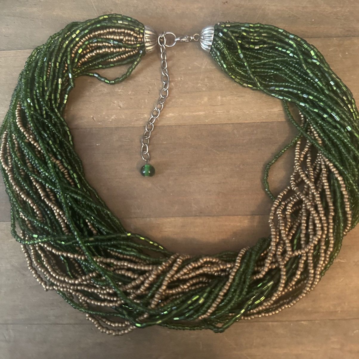 Other Chunky green & gold multi strand twisted seed bead necklace Size ONE SIZE - 2 Thumbnail