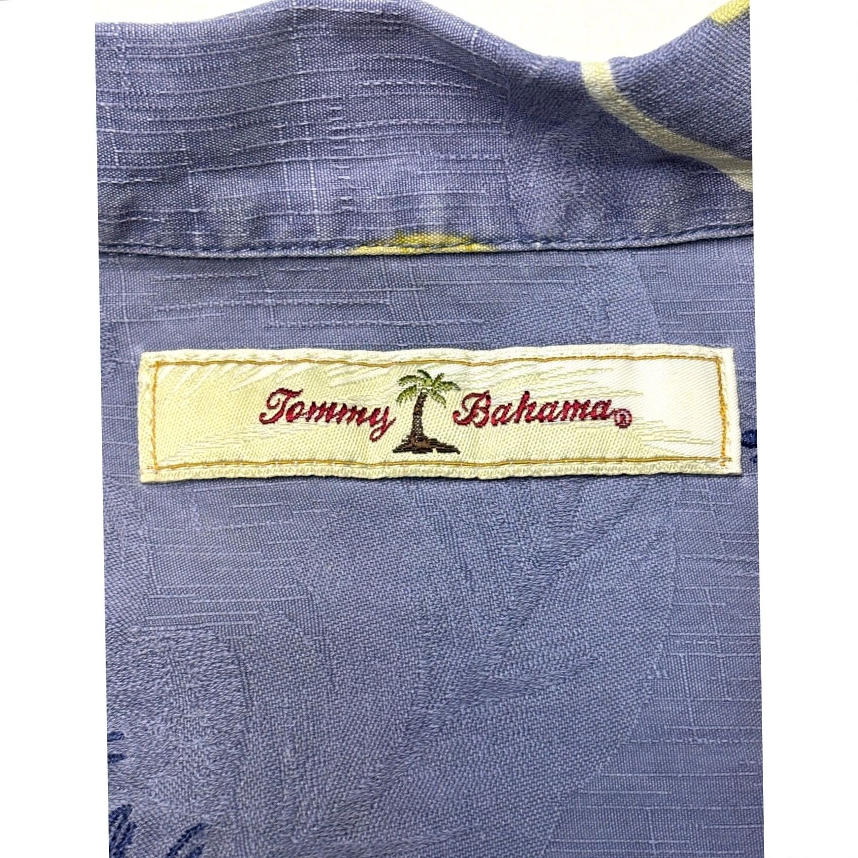 Tommy Bahama Tommy Bahama Mens L 100% Silk Tropical Leaf Floral Camp Shirt Blue Purple Short Sleeve Casual Travel Button-Up Pocket Size US L / EU 52-54 / 3 - 3 Thumbnail