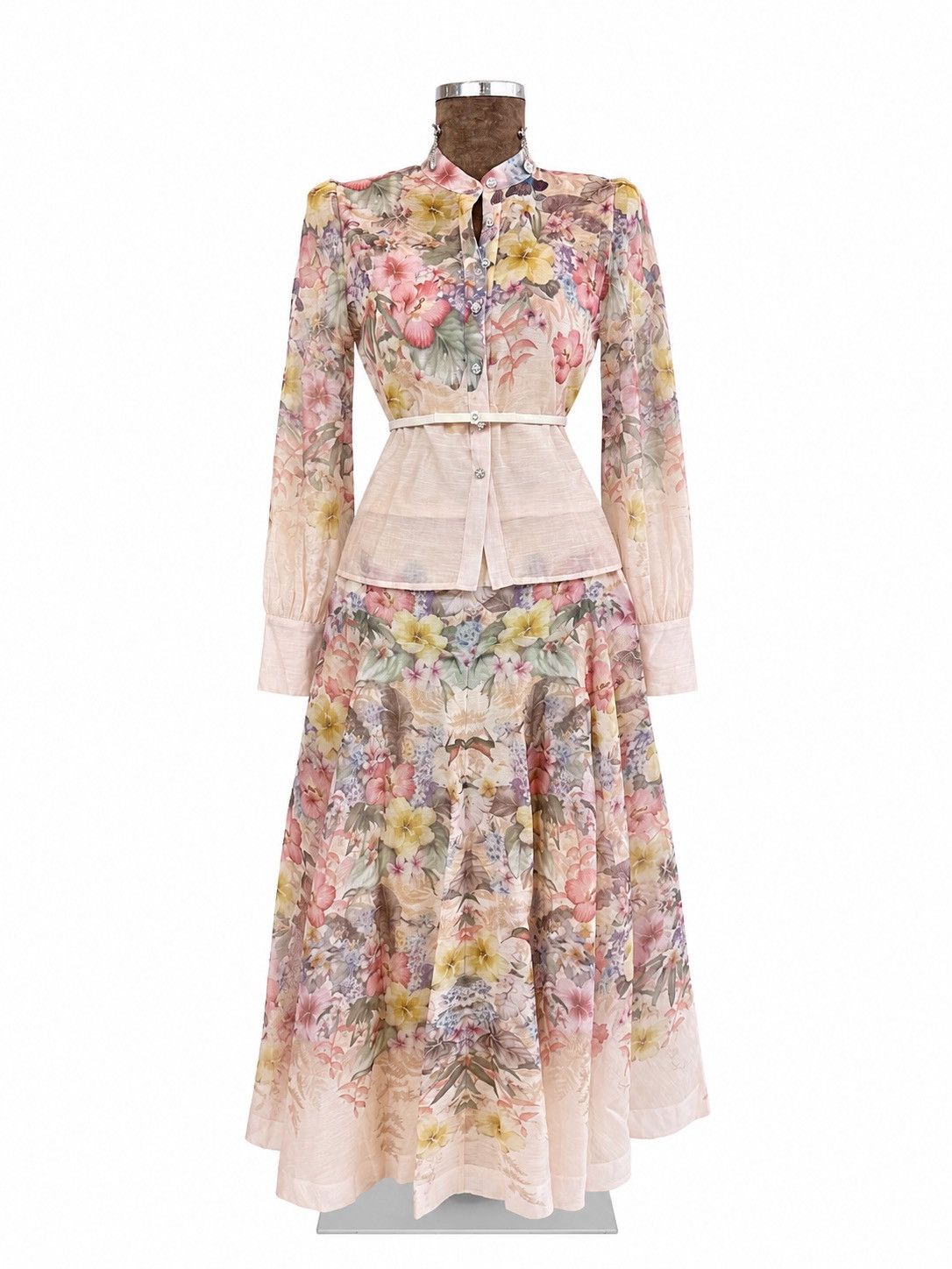 Zimmermann Zimmermann 3-Piece Floral Set|Maxi Skirt, Sheer Blouse |Belt Size L / US 10 / IT 46 - 2 Thumbnail