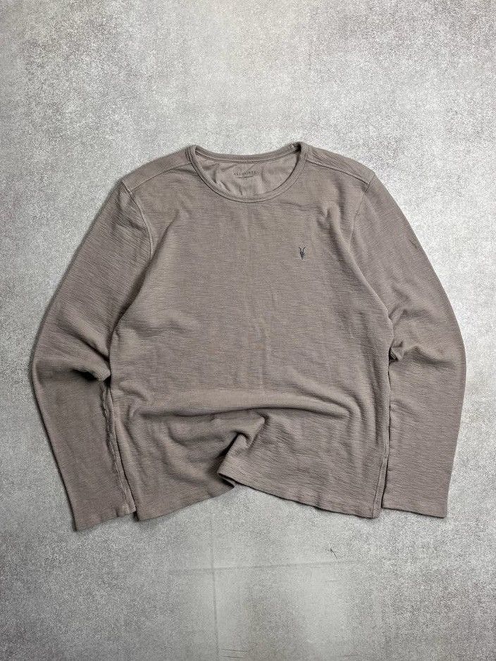 Allsaints × Vintage Vintage Allsaints Waffle Boxy Knit Longsleeve Shirt XL Size US XL / EU 56 / 4 - 1 Thumbnail