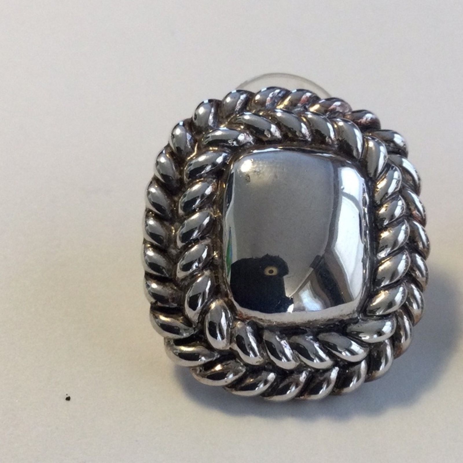 Other Vintage Silver Tone Double Rope Band Friction Back Earrings Size ONE SIZE - 2 Thumbnail