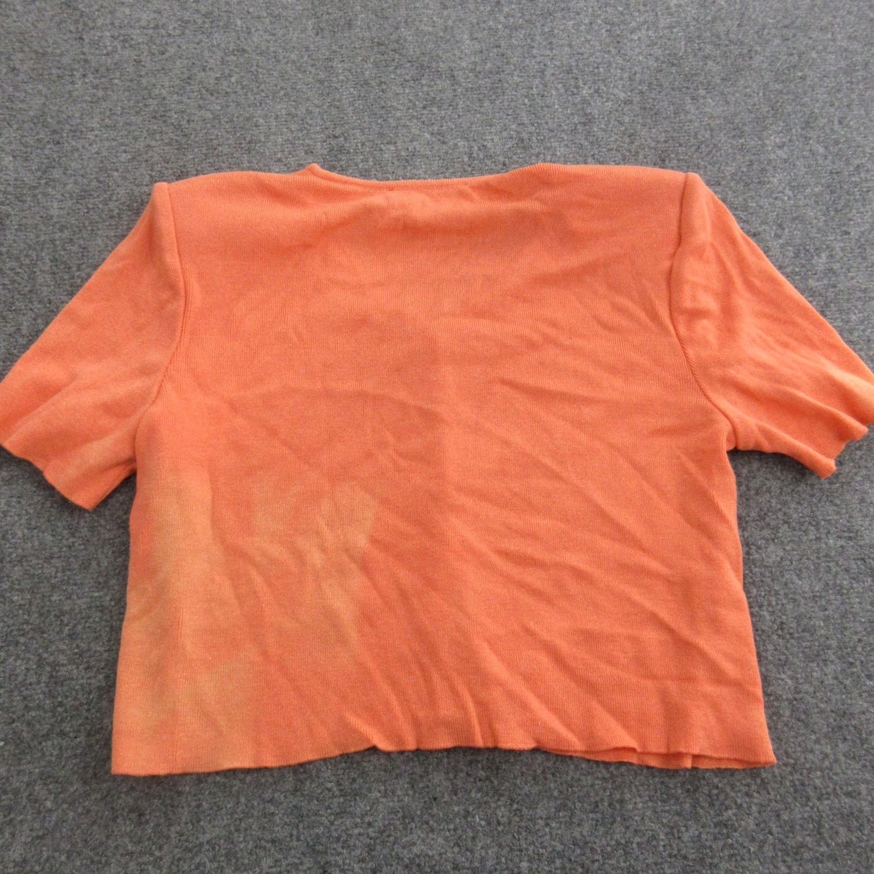 St. John St John Collection Sweater Cardigan Womens 8 Orange Short Sleeve Button Front Knit V-Neck Size M / US 6-8 / IT 42-44 - 7 Thumbnail