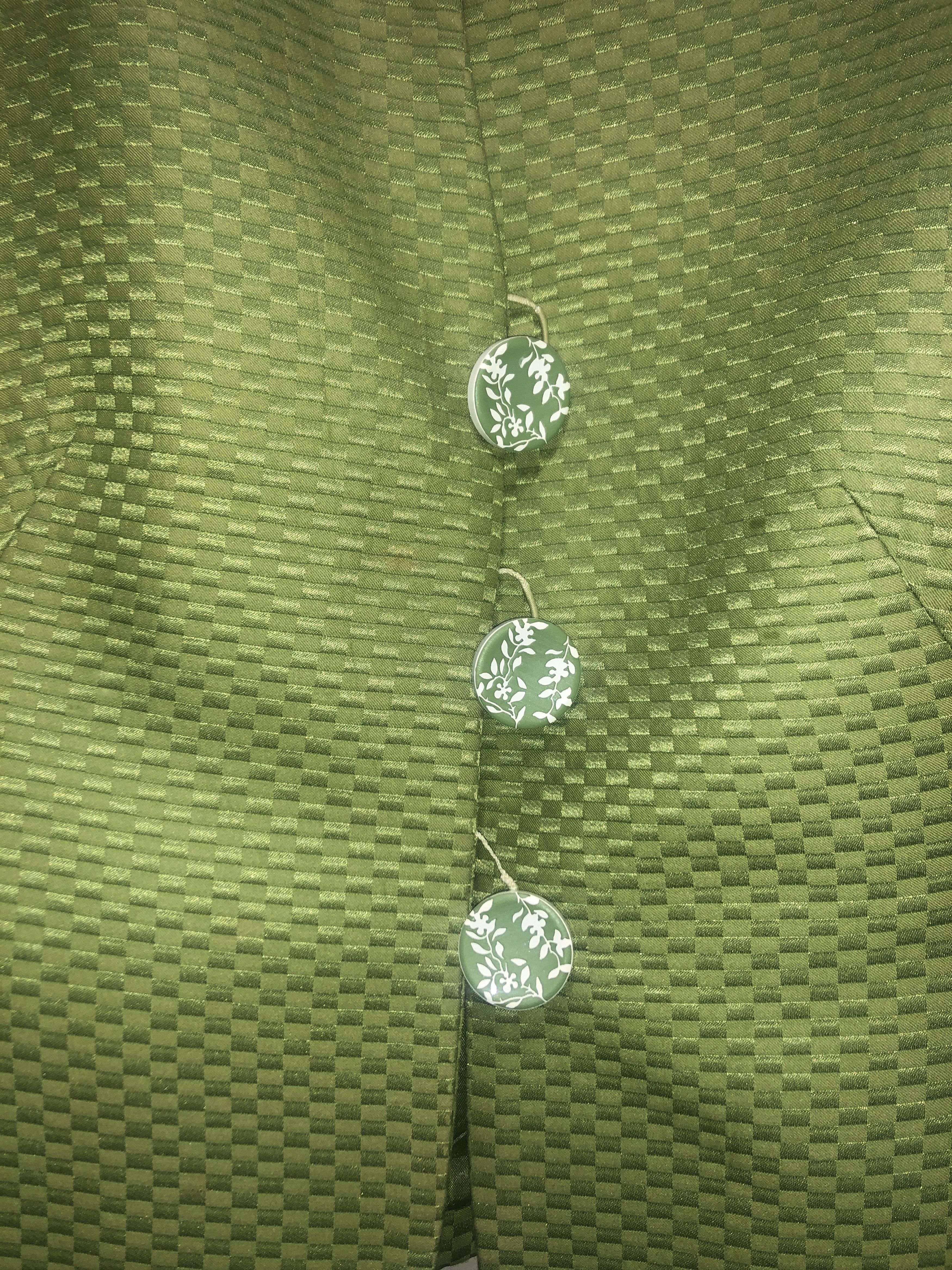 Giorgio Armani Green Silk Textured Fabric Blazer Size M / US 6-8 / IT 42-44 - 2 Thumbnail