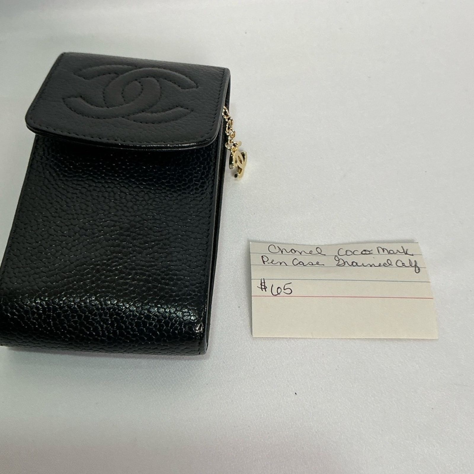 Chanel Authentic CHANEL Coco Mark Grained Calfskin Pen Case w/Chain Size ONE SIZE - 16 Thumbnail