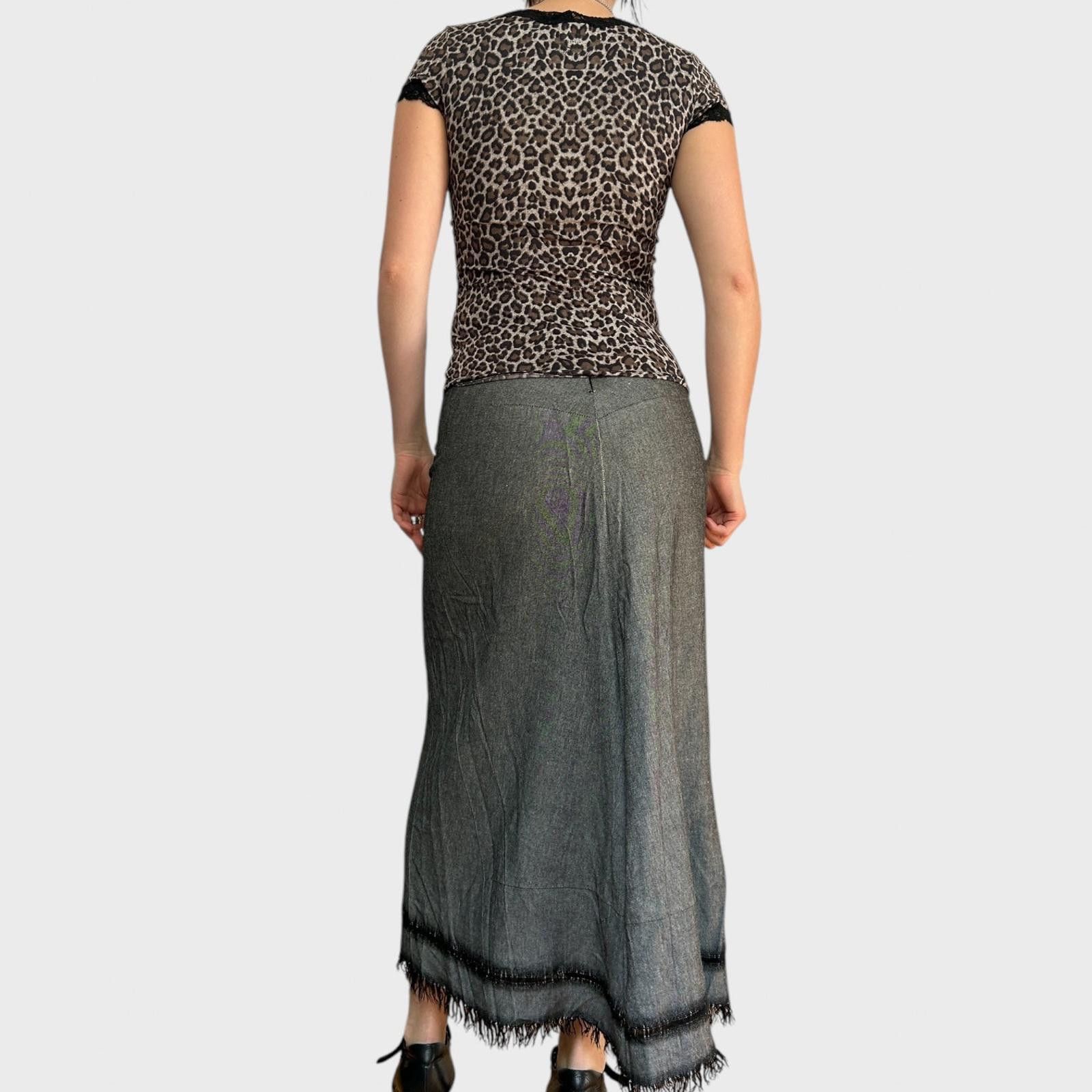 Designer Cop Copine Grey Maxi Skirt with Frayed Hem and Pocket Size 28" / US 6 / IT 42 - 3 Thumbnail