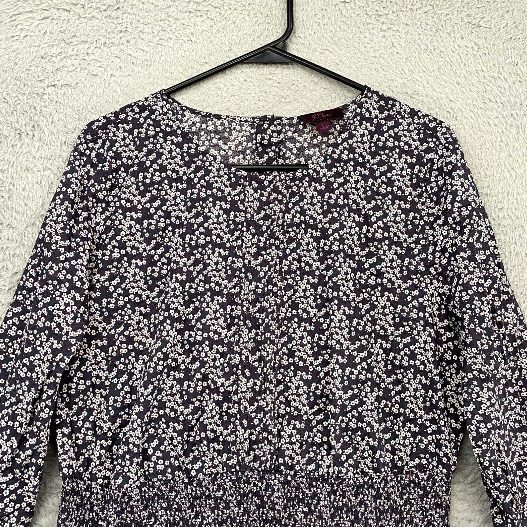 J.Crew J.Crew Liberty Floral Blouse Womens Large Blue Smocked Peplum Ruffle Top Size L / US 10 / IT 46 - 3 Thumbnail