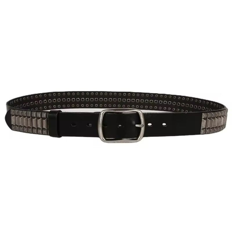 Leather × Vintage Men leather studded pin buckle belt Size ONE SIZE - 3 Thumbnail