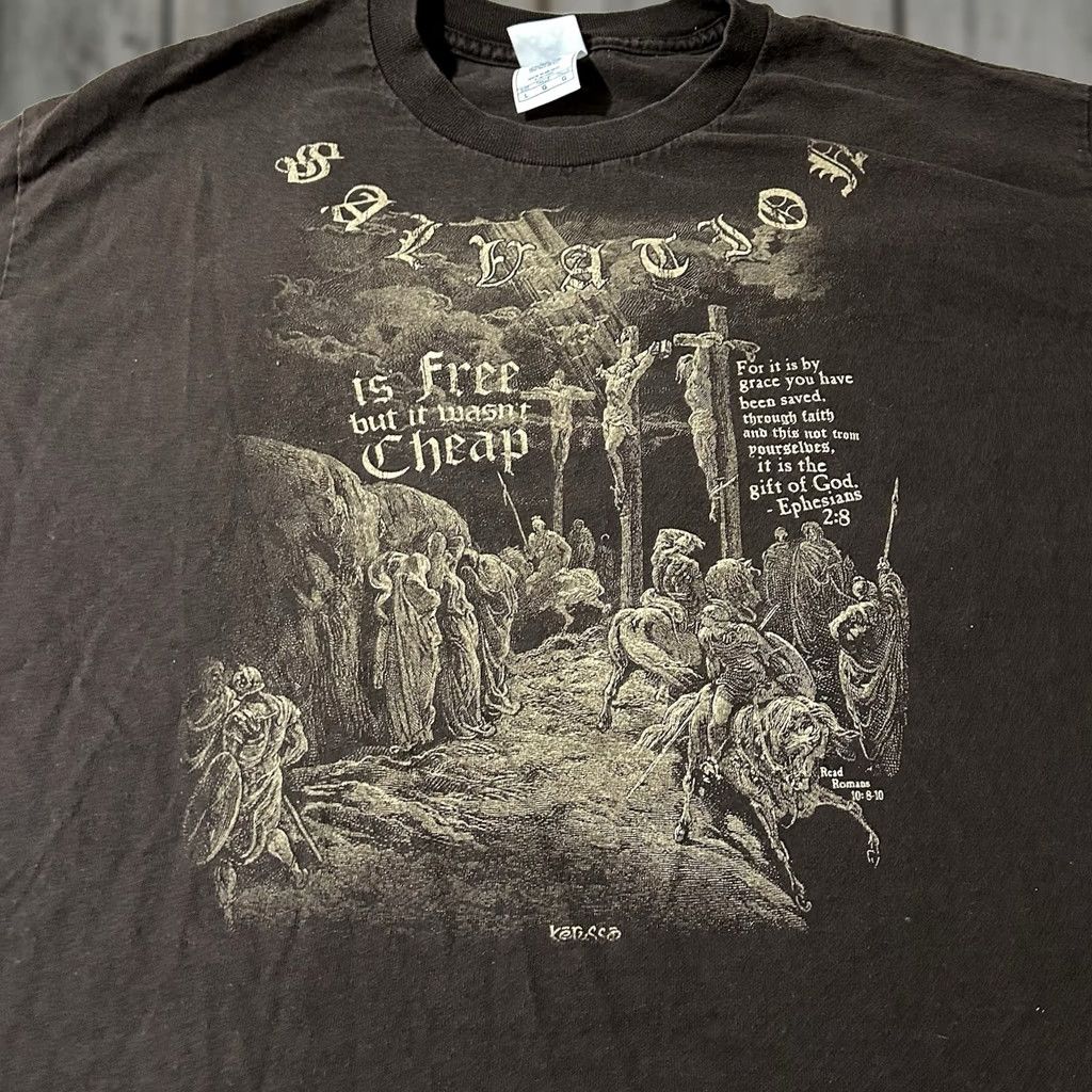 Vintage VINTAGE Y2K Jesus Salvation Grunge Skater Cyber Goth Shirt Brown Size Large Mens L Size US L / EU 52-54 / 3 - 1 Thumbnail