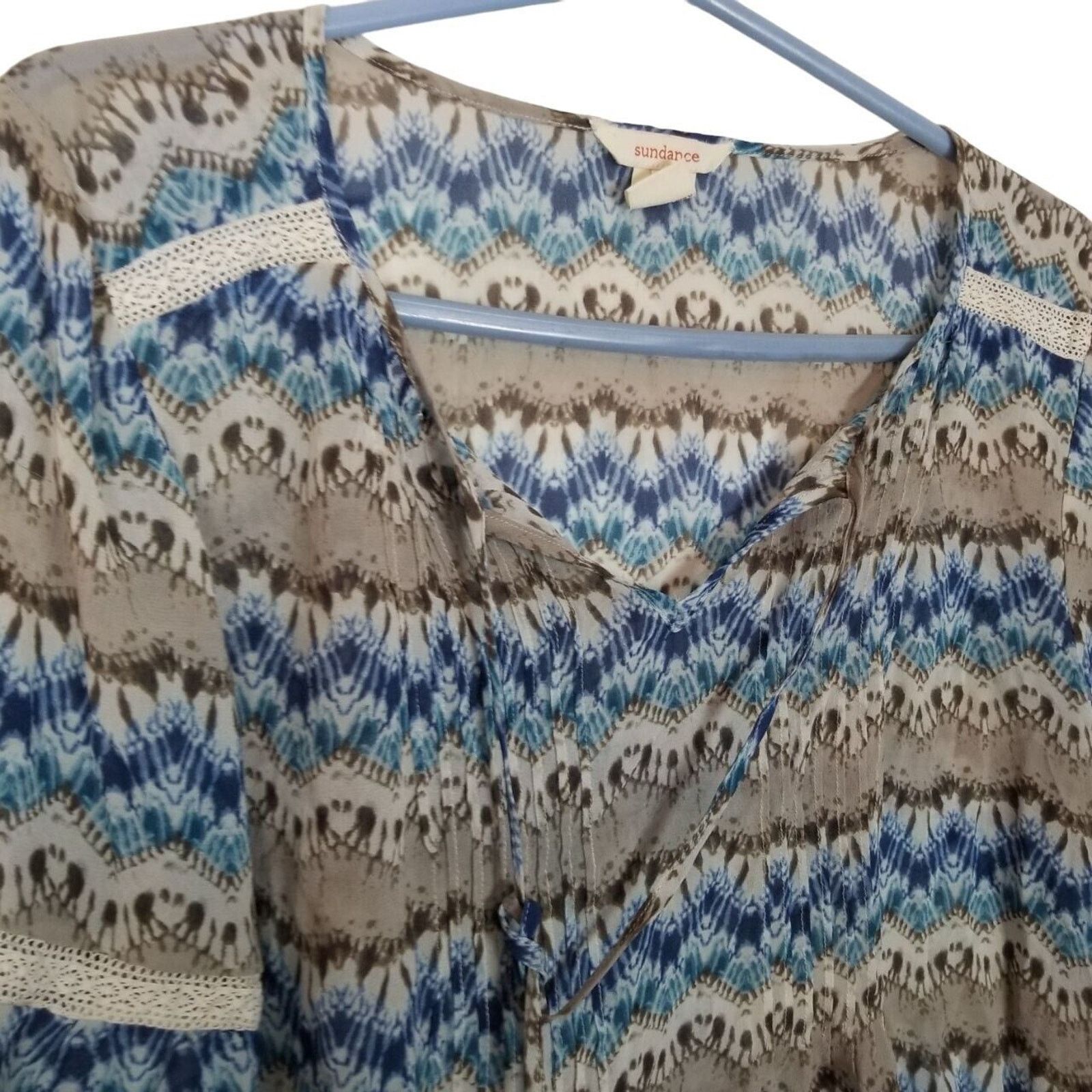 Sundry Sundance Womens Earth Meets Sky 100% Silk Boho Tasseled Size L / US 10 / IT 46 - 7 Thumbnail