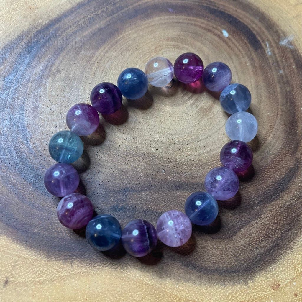 Other Fluorite bracelet striped layers rainbow colors stretch 12mm Size ONE SIZE - 1 Thumbnail