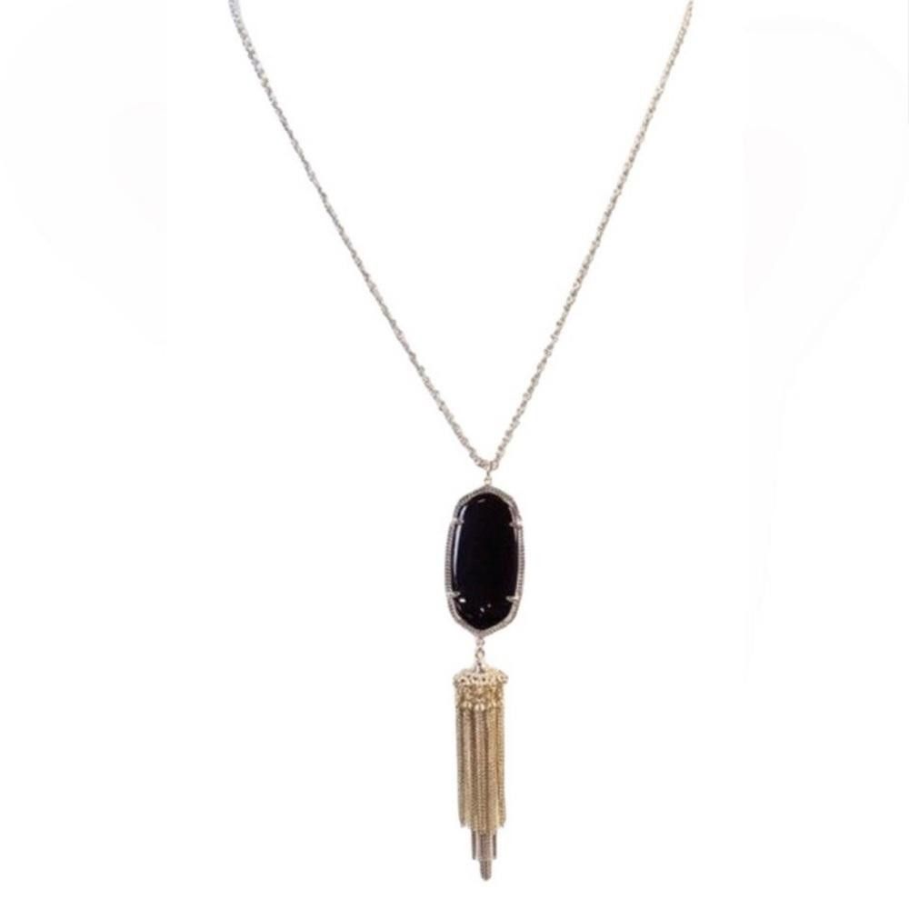 Designer Kendra Scott Rayne Long Black and Gold Tassel Necklace Size ONE SIZE - 1 Thumbnail