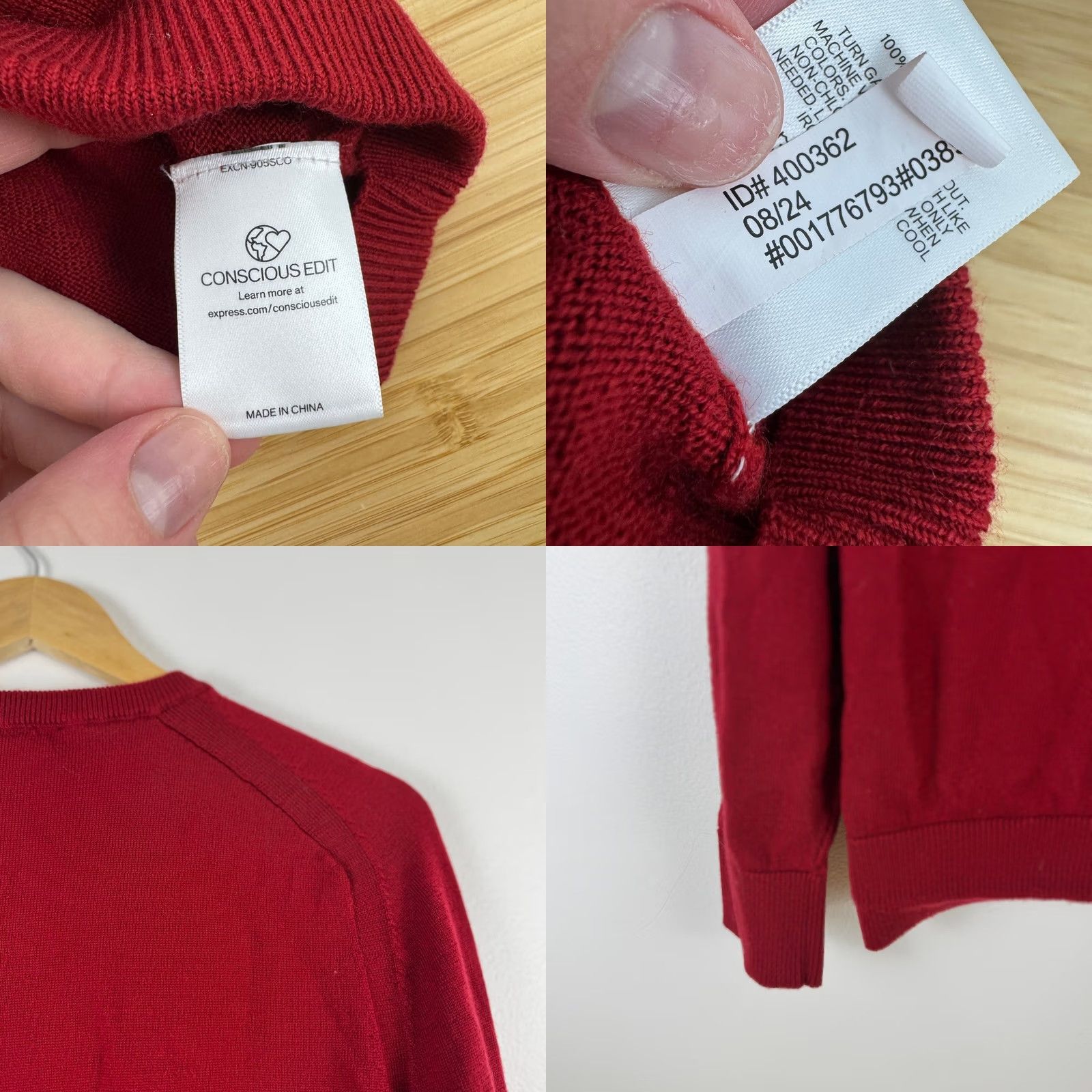 Express EXPRESS Men Crew Neck Merino Wool Sweater Red M Pullover Knit Long Sleeve Solid Logo Casual Workwear Spring Fall Mens Size US M / EU 48-50 / 2 - 8 Thumbnail