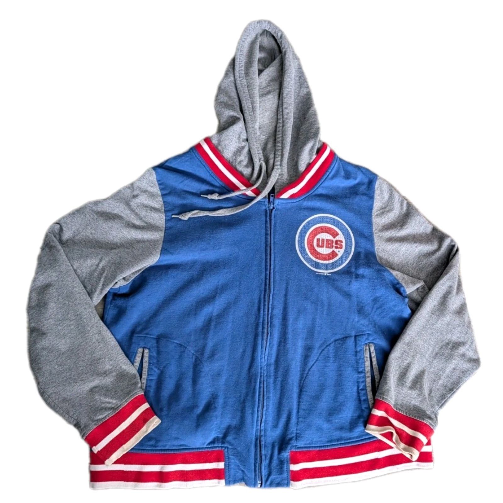 New Era VINTAGE Chicago Cubs New Era Women’s Full Zip Hooded Jacket Sequin Logo 2XL Striped Size XXL / US 16-18 / IT 52-54 - 2 Thumbnail