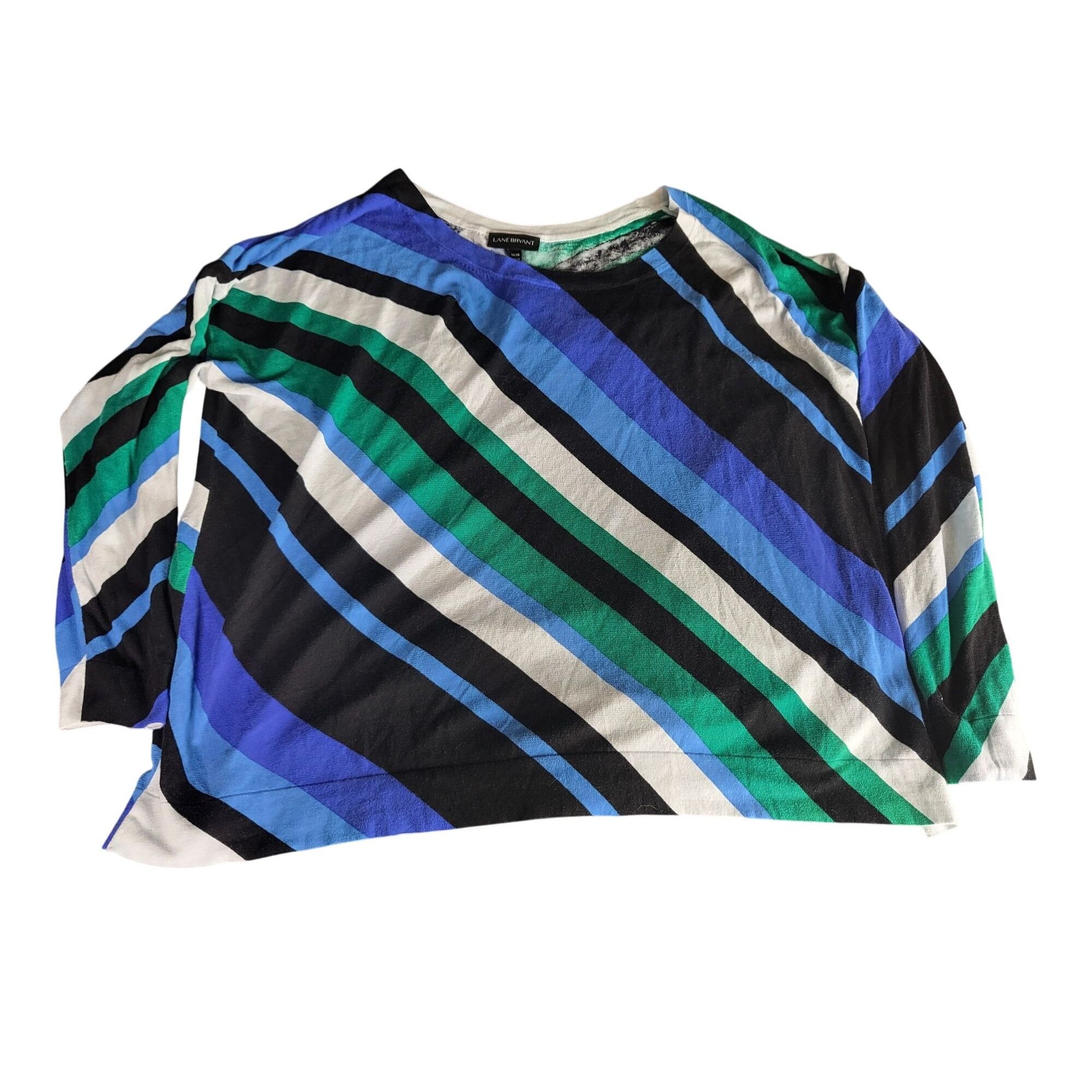 Designer Lane Bryant Top Women Sz 26/28 Striped Blouse Multicolor Plu Size 4XL / US 24-26 - 1 Thumbnail