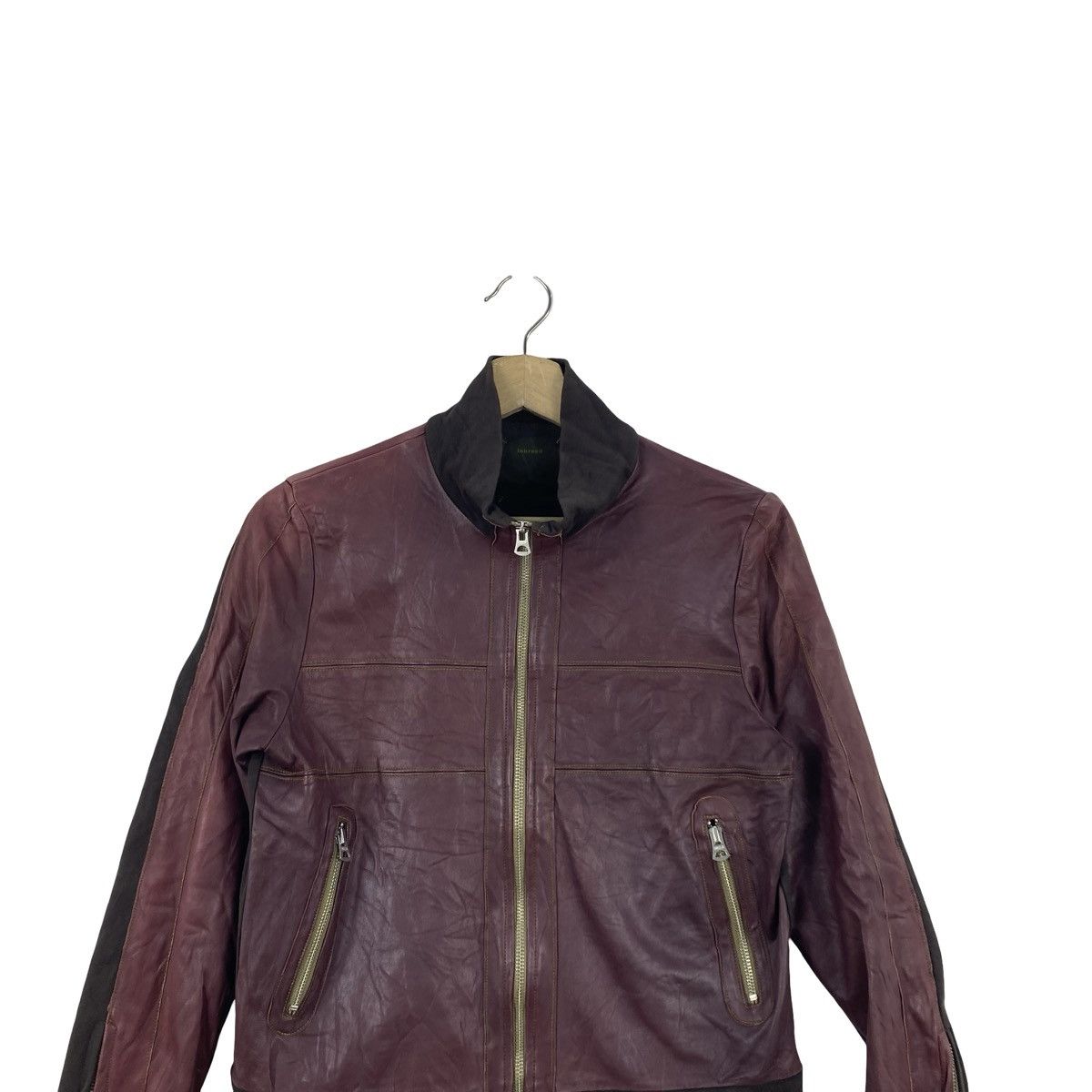 Vintage Vintage INBREED Leather Cafe Racer Jacket Distressed Zip Size S / US 4 / IT 40 - 2 Thumbnail