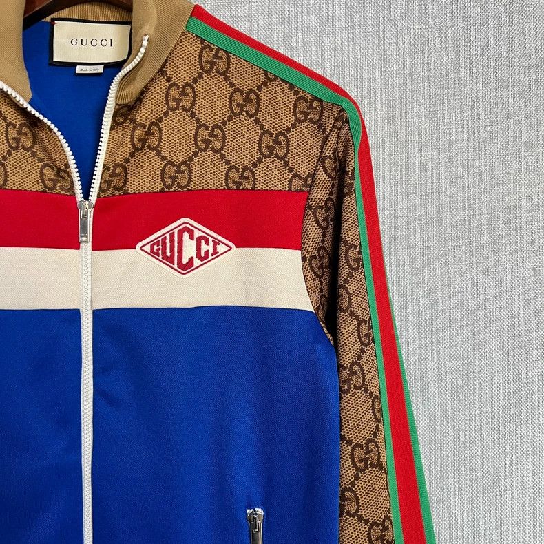 Gucci Gucci Blue color block full print old flower logo jacket 25 Size US XS / EU 42 / 0 - 3 Thumbnail