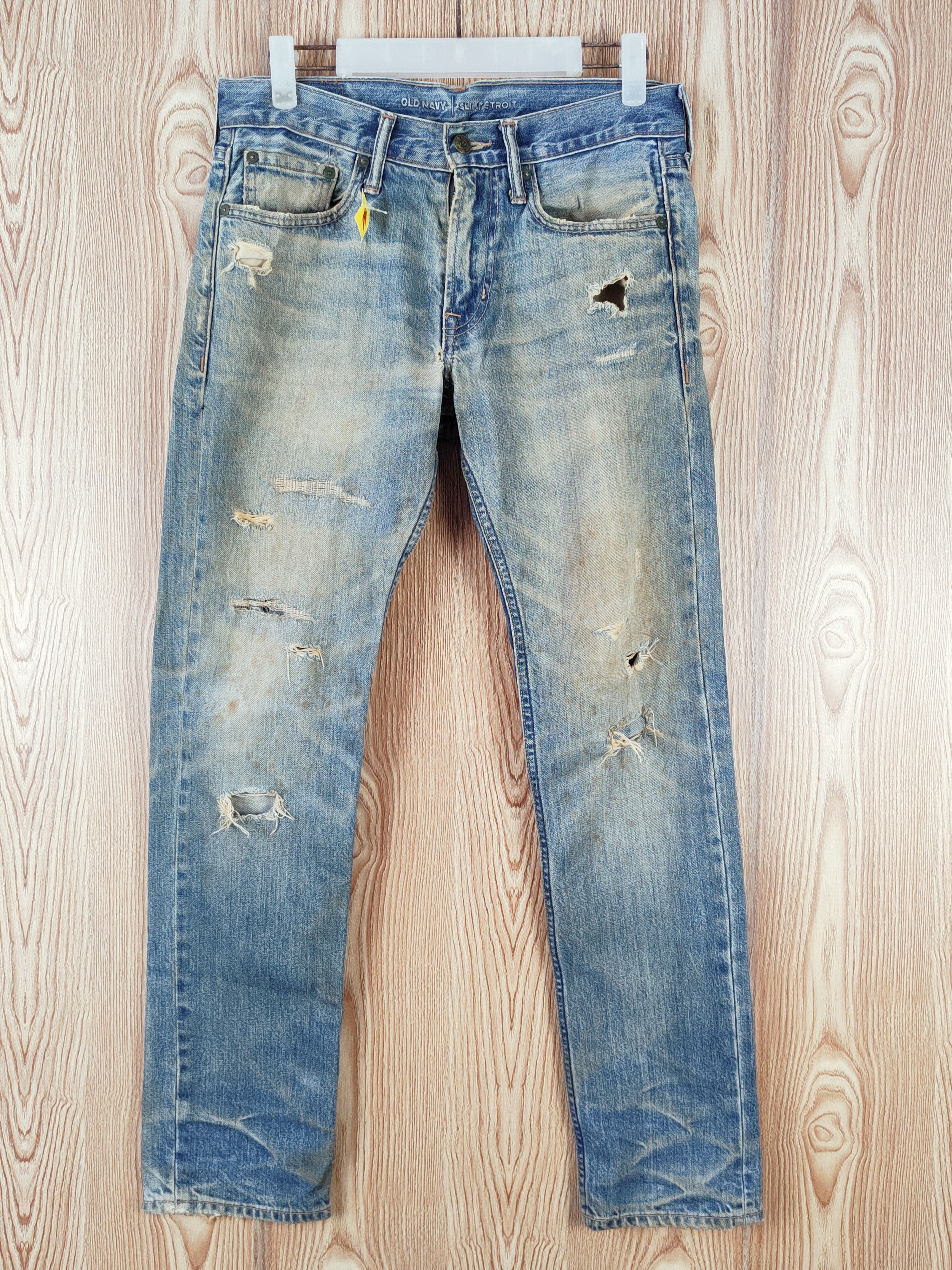 Japanese Brand Old Navy Blue Faded Distressed Ripped Jeans #W614 Size US 29 - 1 Thumbnail