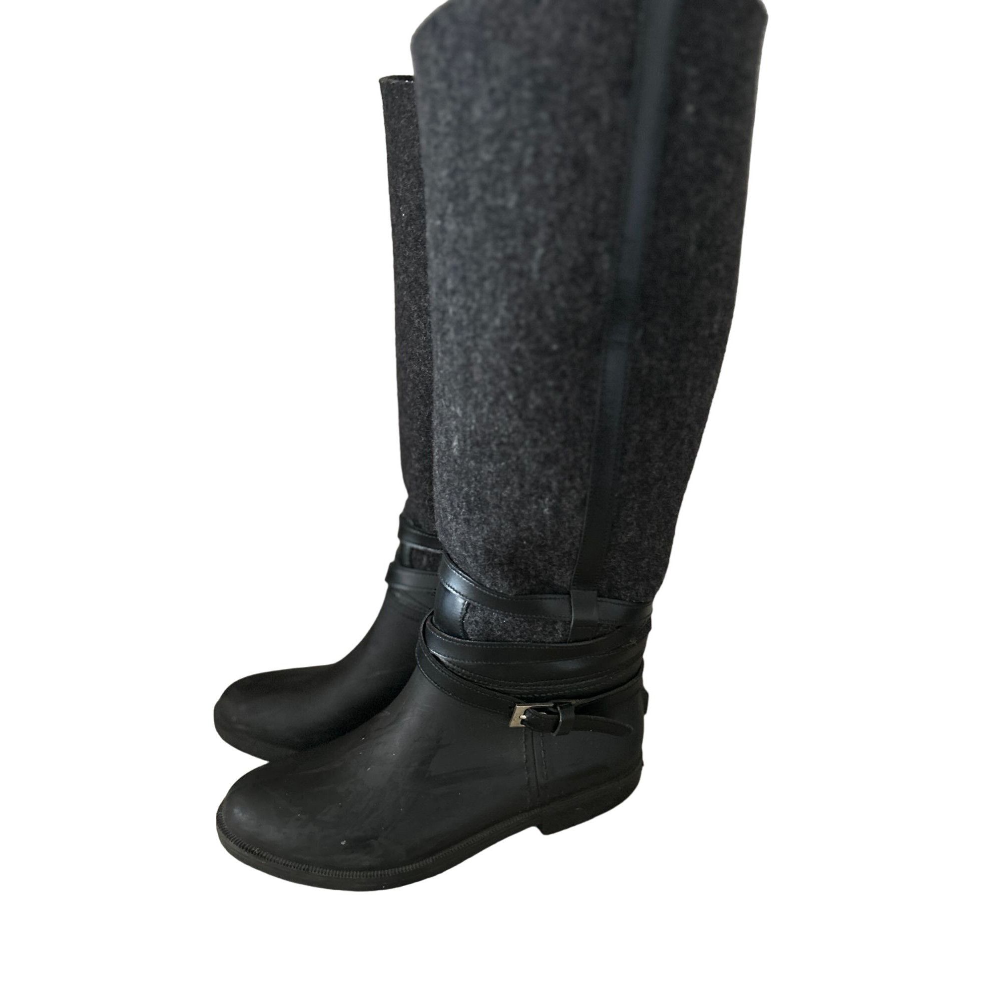 Salvatore Ferragamo Salvatore Ferragamo Cordelia Felt Grey/Black Riding/Rain Boo Size US 5 / IT 35 - 7 Thumbnail