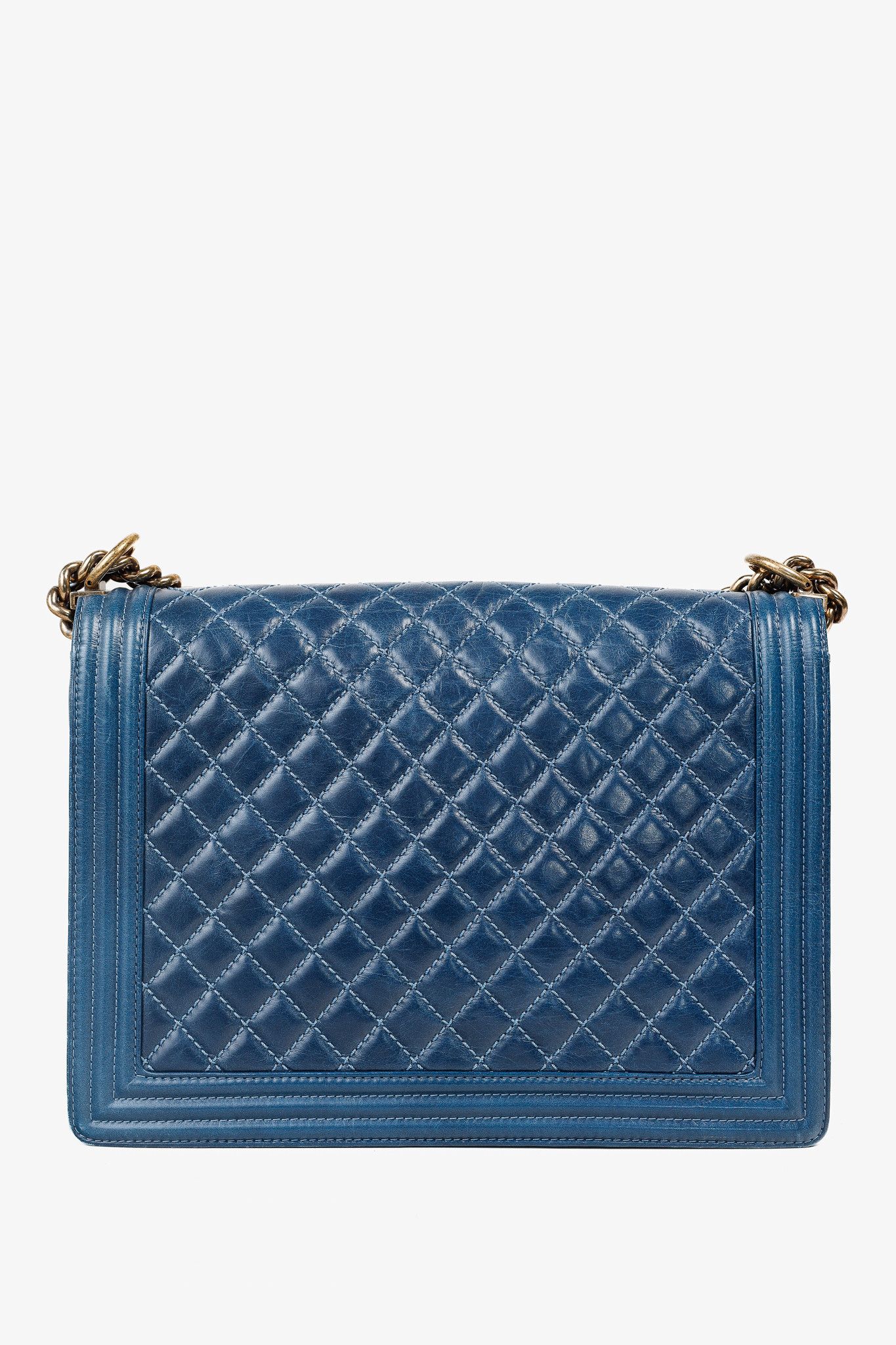 Chanel Chanel Blue Quilted Leather Large Boy Shoulder Bag Size ONE SIZE - 4 Thumbnail
