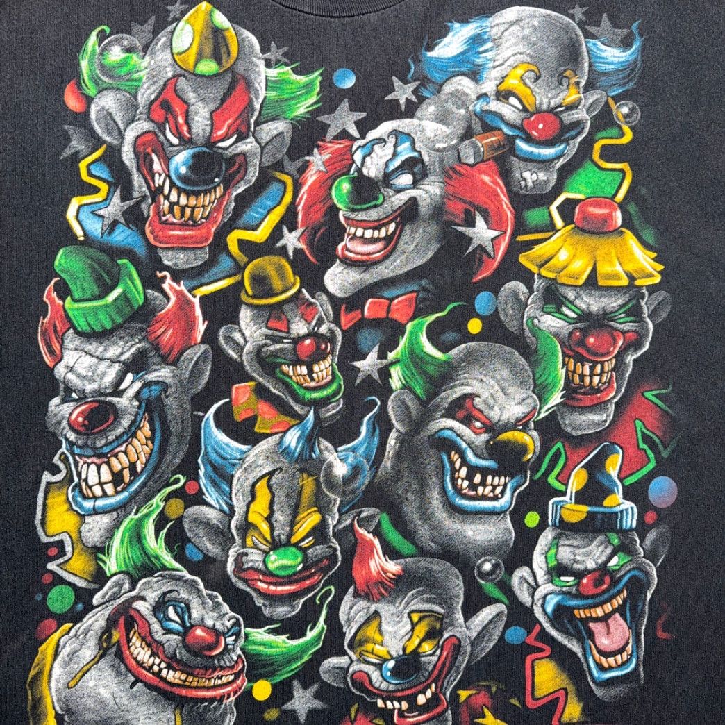 AAA VINTAGE Clown Shirt Adult 2XL XXL Black Scary Faces Killer Horror Evil All Over Y2K Size US XXL / EU 58 / 5 - 2 Thumbnail