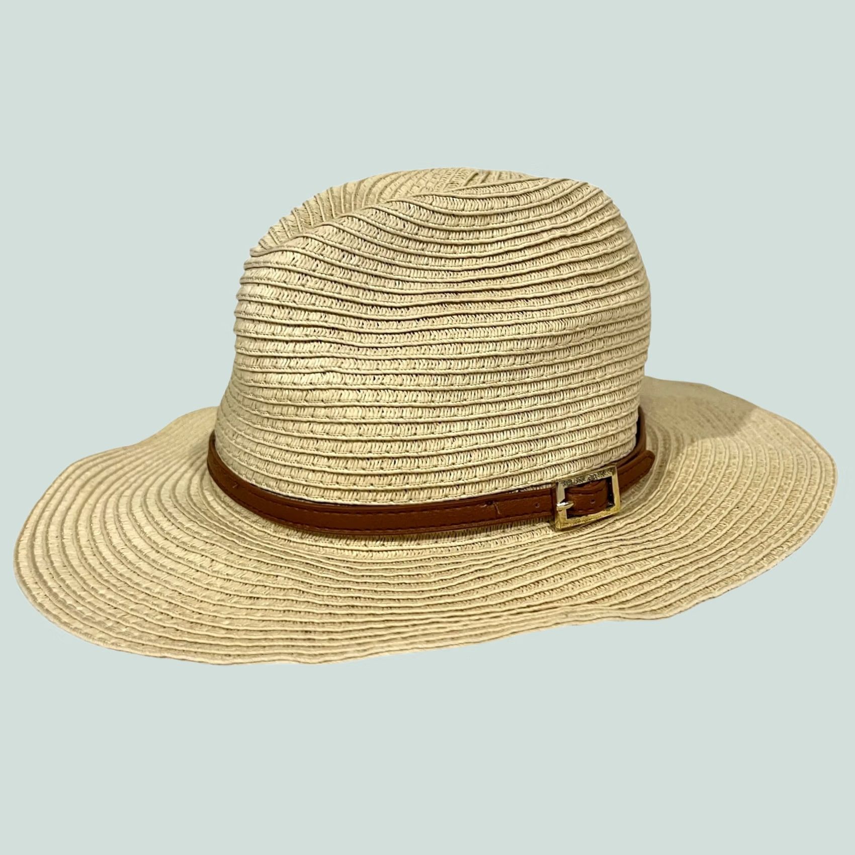 Vintage Melissa Odabash Straw Sun Hat Fedora Beige Brown Band w/ Buckle Womens One Size Adjustable Sun Hat Summer Beach Casual Travel Women Size ONE SIZE - 1 Thumbnail