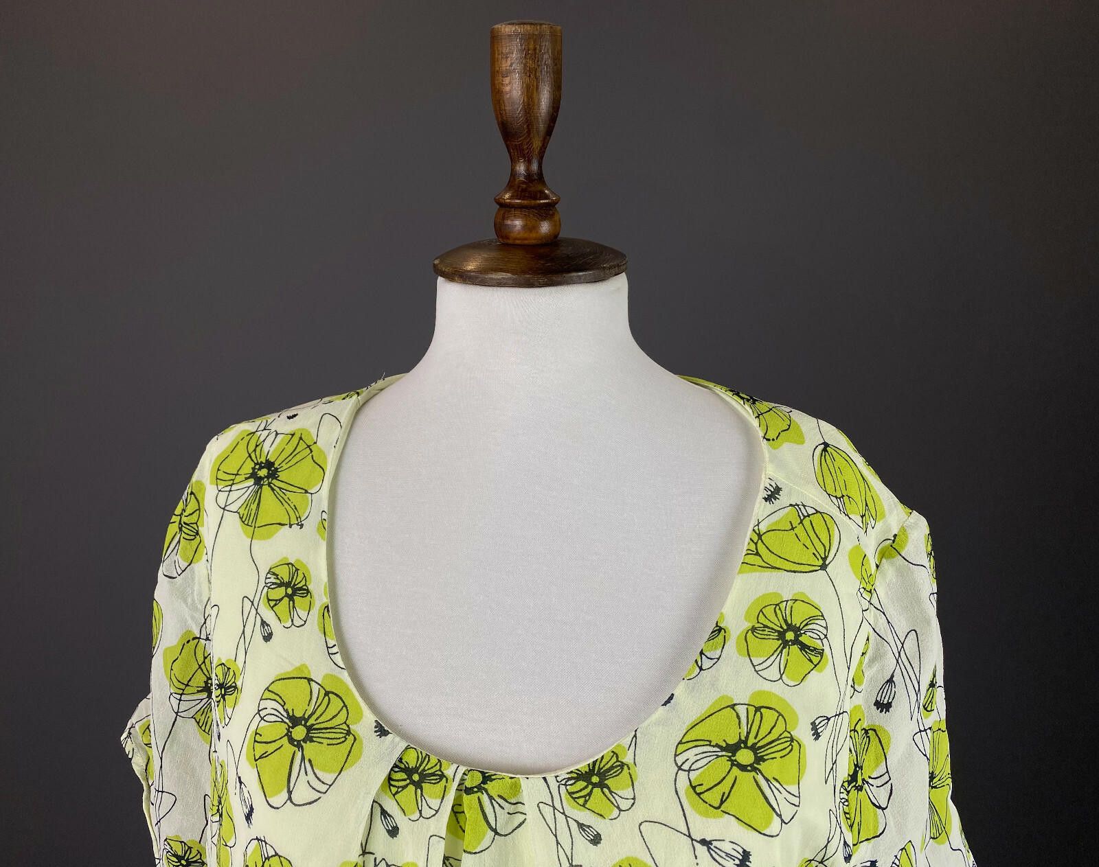 Designer Deerberg ny Oska White Green Floral Blouse Top Shirt Size 46 Size M / US 6-8 / IT 42-44 - 2 Thumbnail