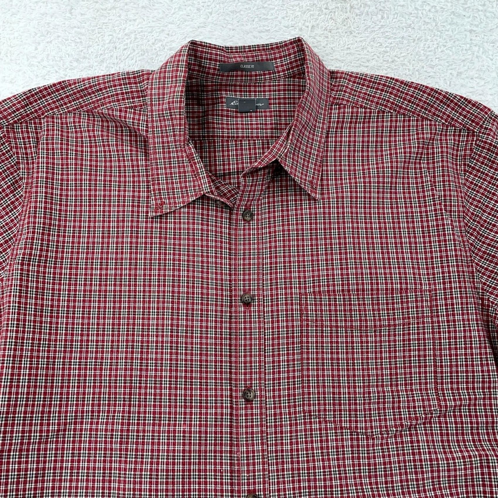 Eddie Bauer Eddie Bauer Shirt Mens XL Tall Red Black Plaid Classic Fit Short Sleeve Pocket Button-Up Size US XL / EU 56 / 4 - 2 Thumbnail