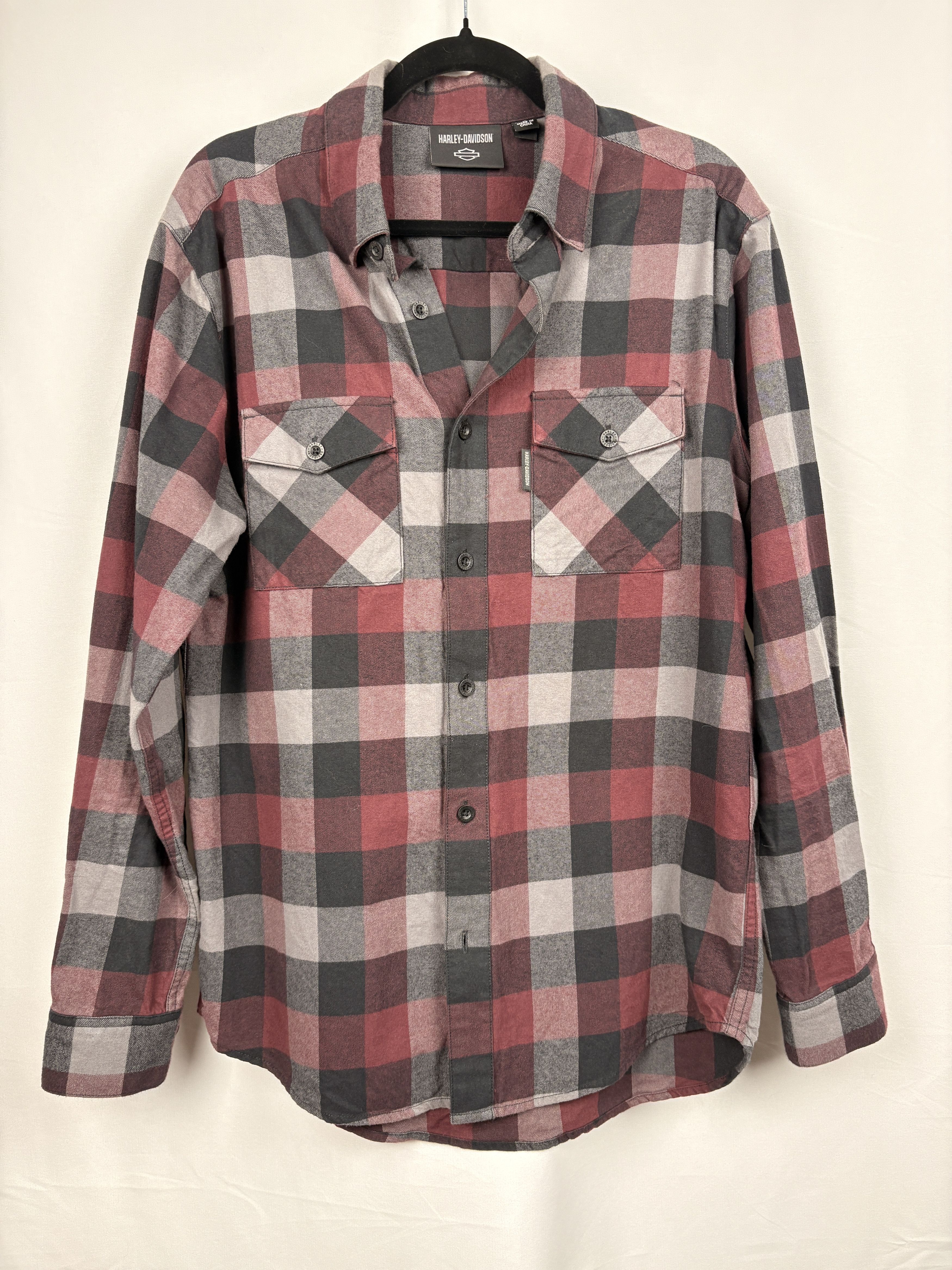 Harley Davidson Men’s Harley-Davidson Plaid Flannel Shirt Red Gray M Size US M / EU 48-50 / 2 - 1 Thumbnail