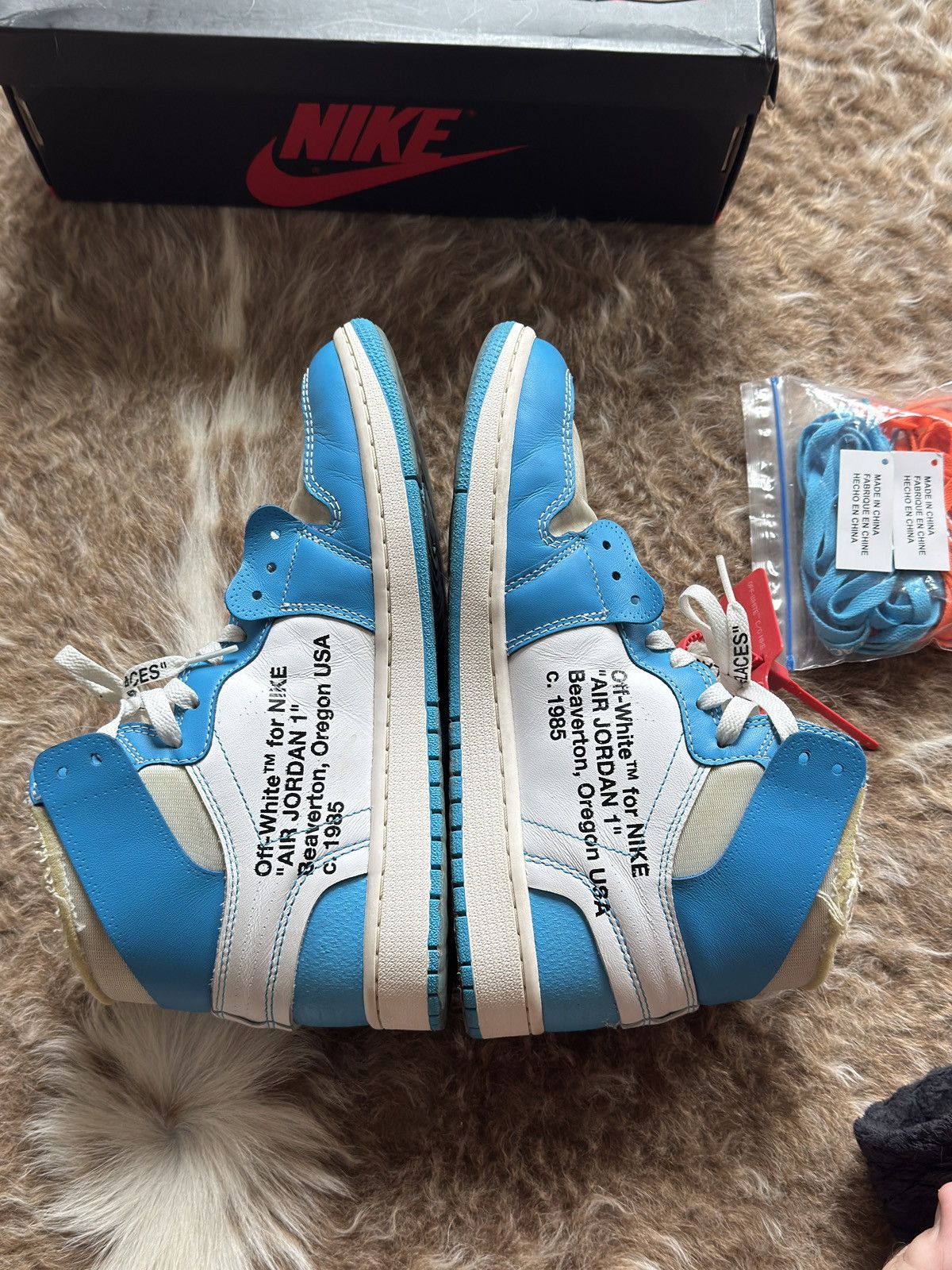 Jordan Brand × Off-White OFF WHITE x Air Jordan 1 Retro High OG UNC Size US 10 / EU 43 - 5 Thumbnail